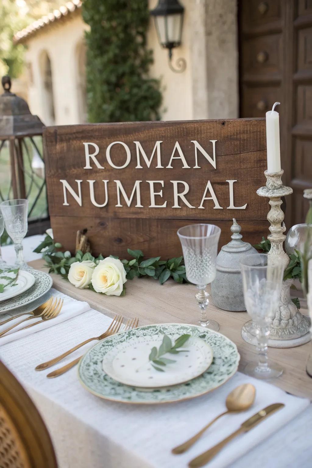 Ancient numerals add a traditional and vintage appeal to your tables.