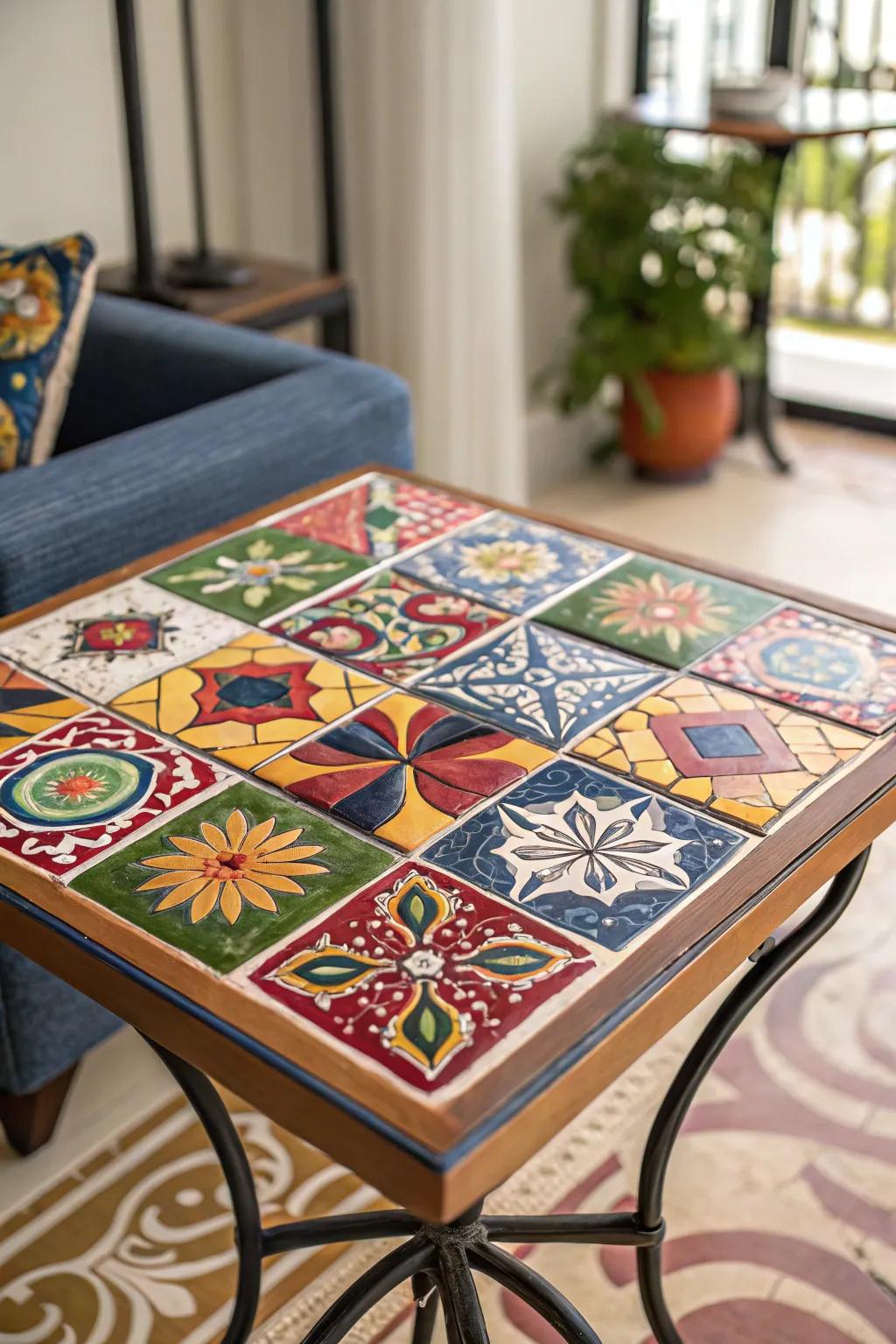 Add a playful twist to your decor with Andalusian-tiled furniture.
