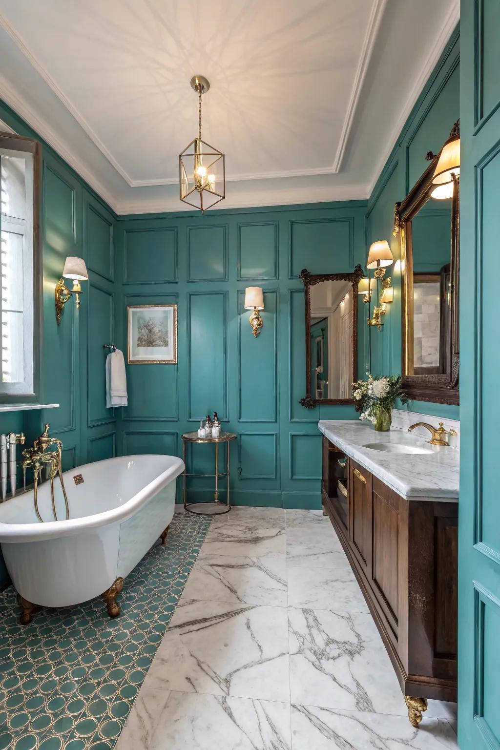 Inject dimension with classic teal wall decor.