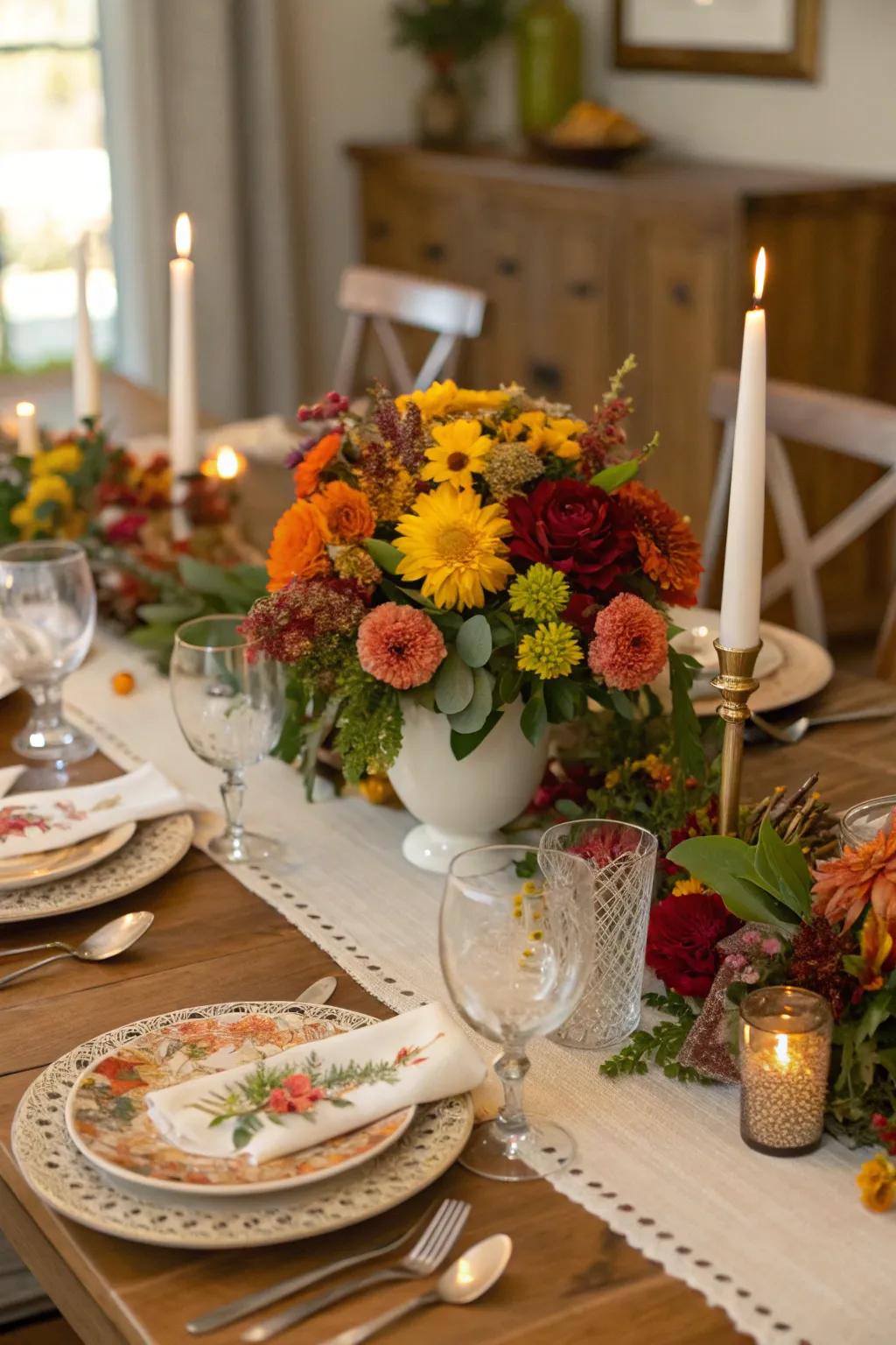 Your table will have a fragrant and fresh touch with the addition of small flower arrangements.