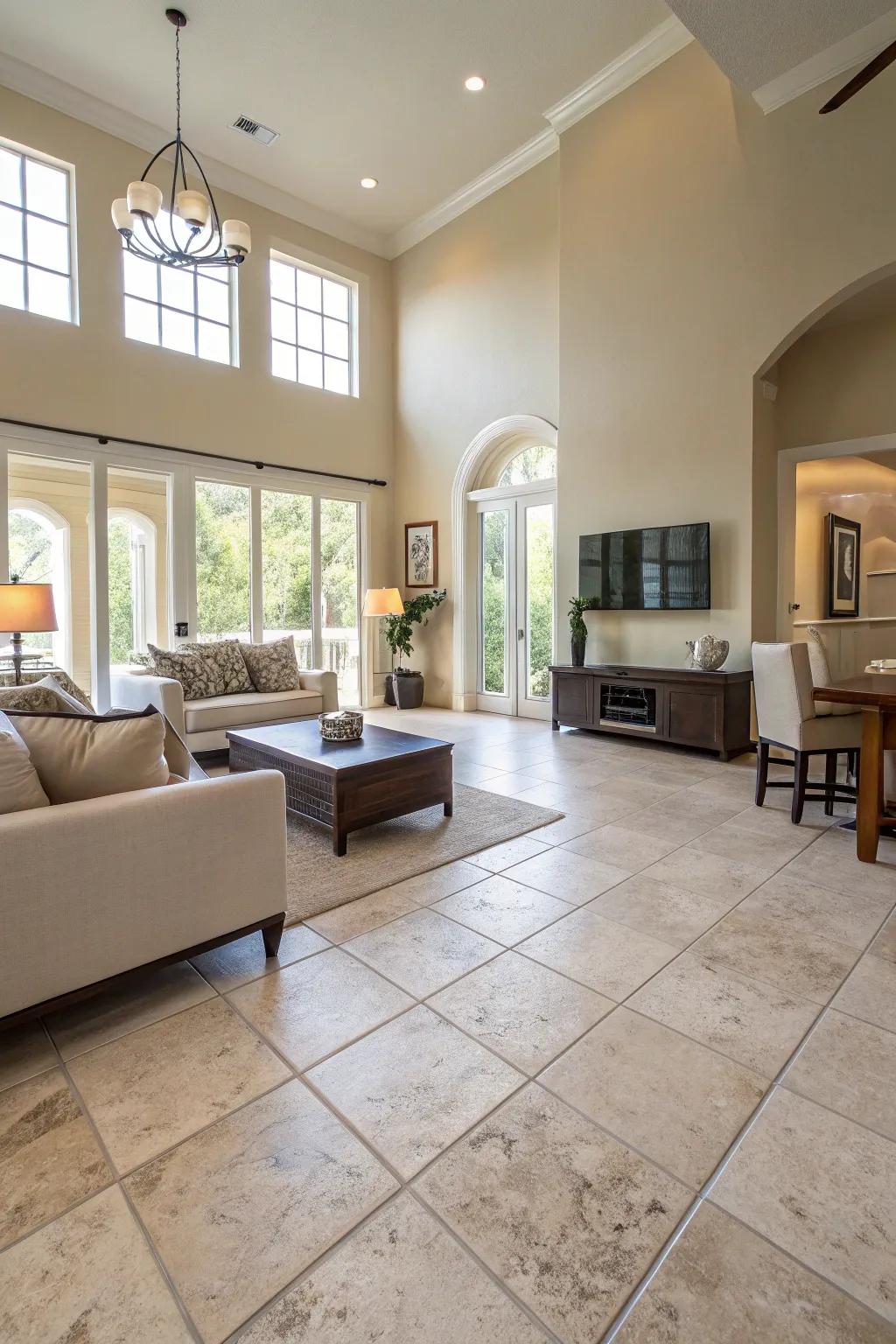 Expansive format panels craft a smooth and expansive living space.