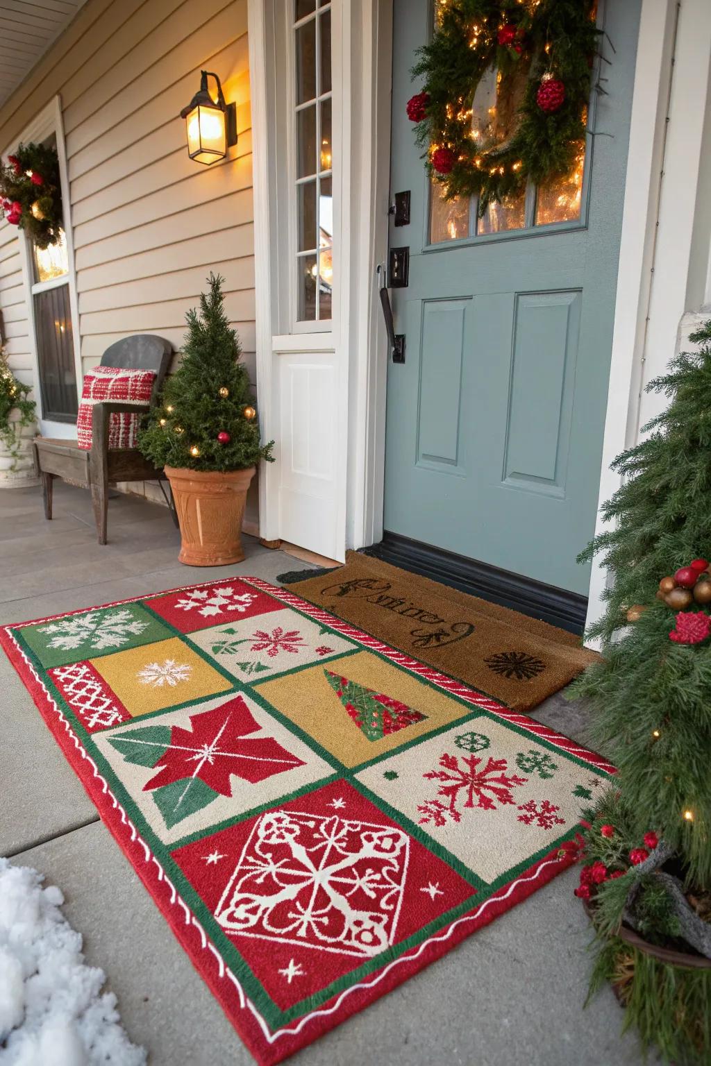 Celebrate holidays with festive floor covering designs.