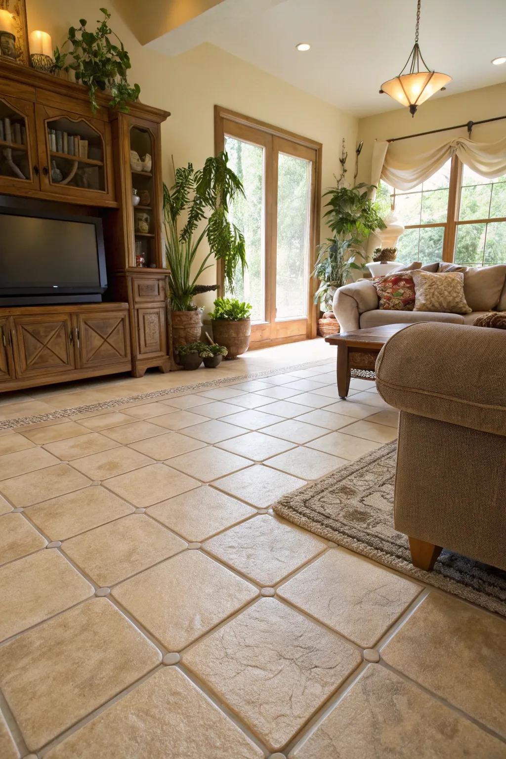 Opt for eco-conscious tiles for a stylish junction.