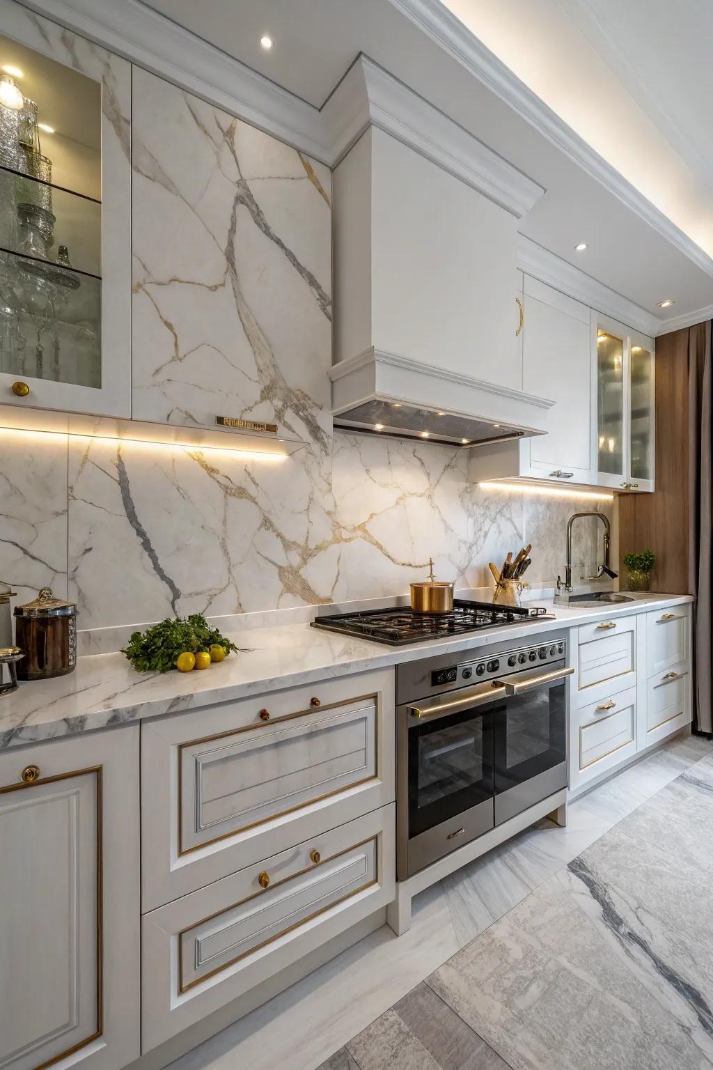 Incorporate luxury and sophistication with marble details.