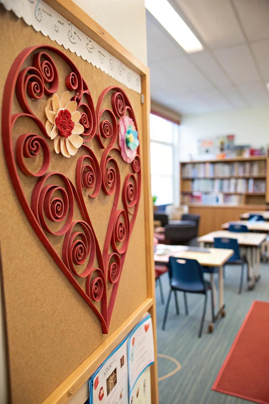 A Wound Heart Artistry display showcasing elaborate material curls.
