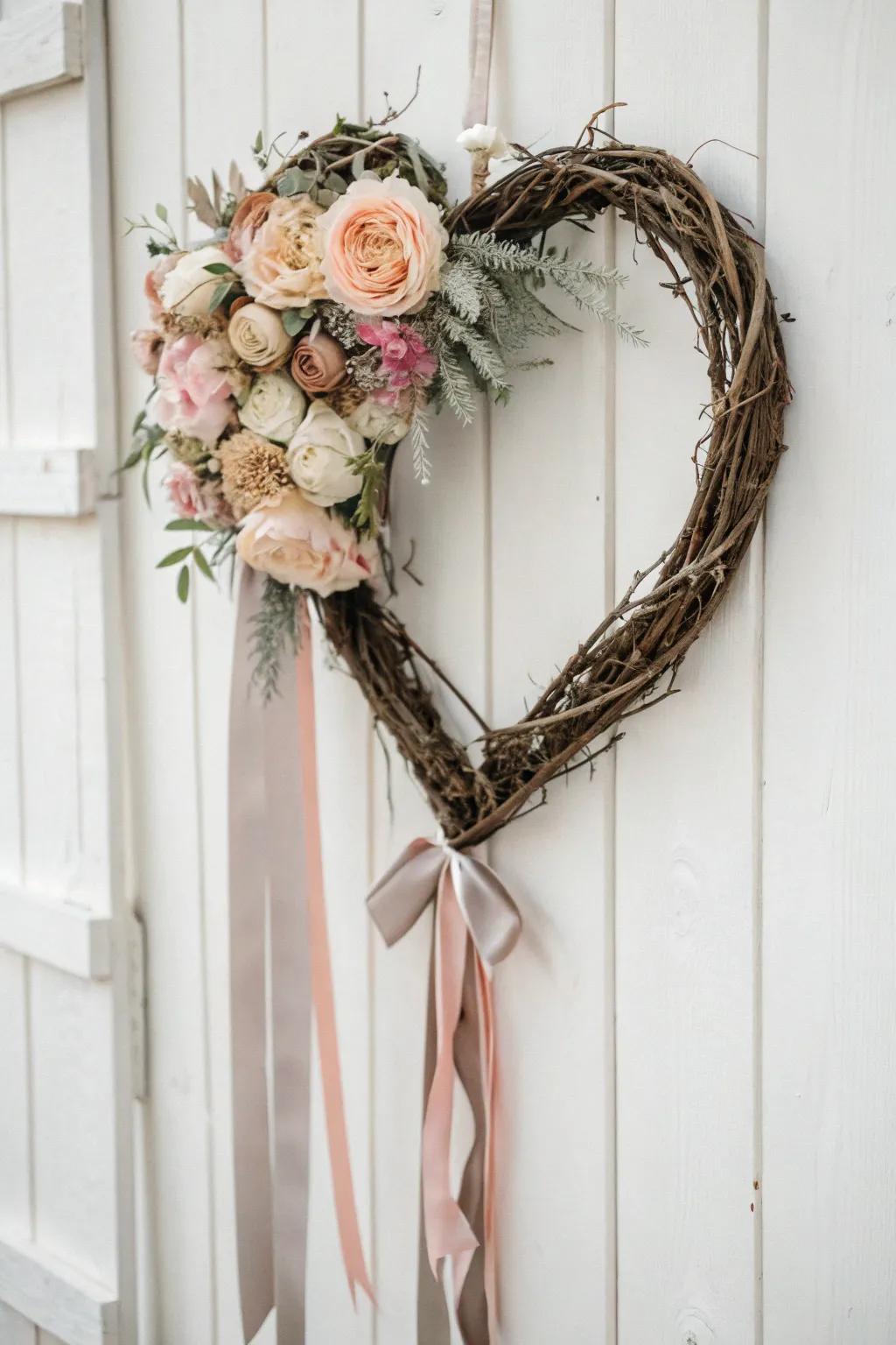 Embrace the fanciful spirit of Valentine's Day with a handcrafted heart wreath, where straightforwardness converges with natural splendor.