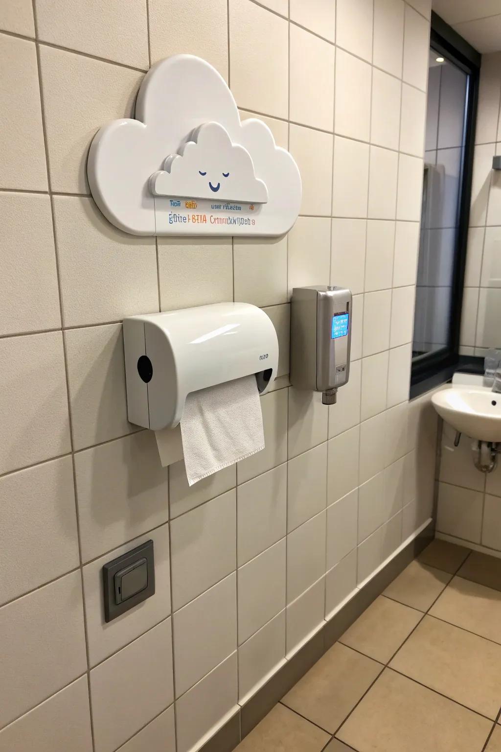 Delight with a cloud-like toilet paper display.