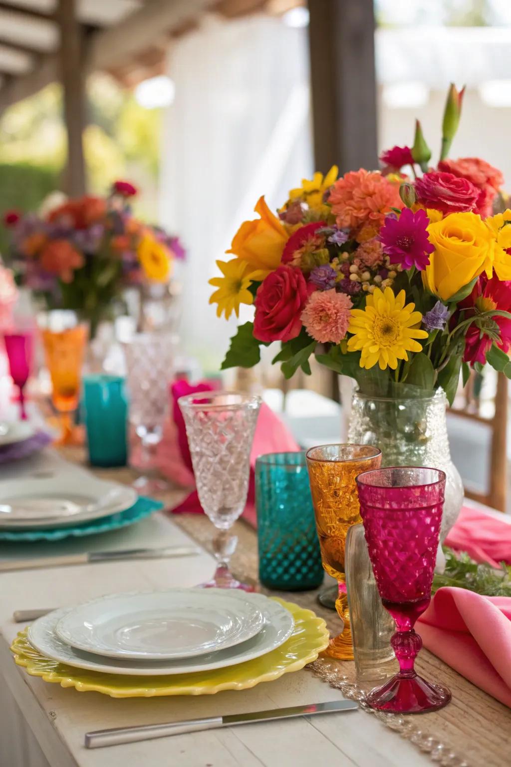 Vivid hue pops energize and contribute exuberance to the decor.
