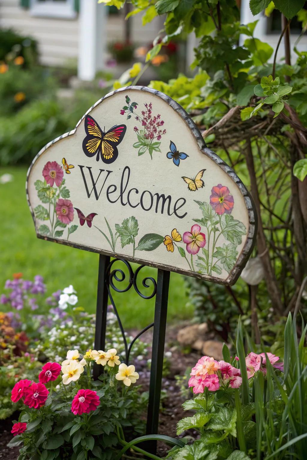 Welcome visitors with a playful garden theme.