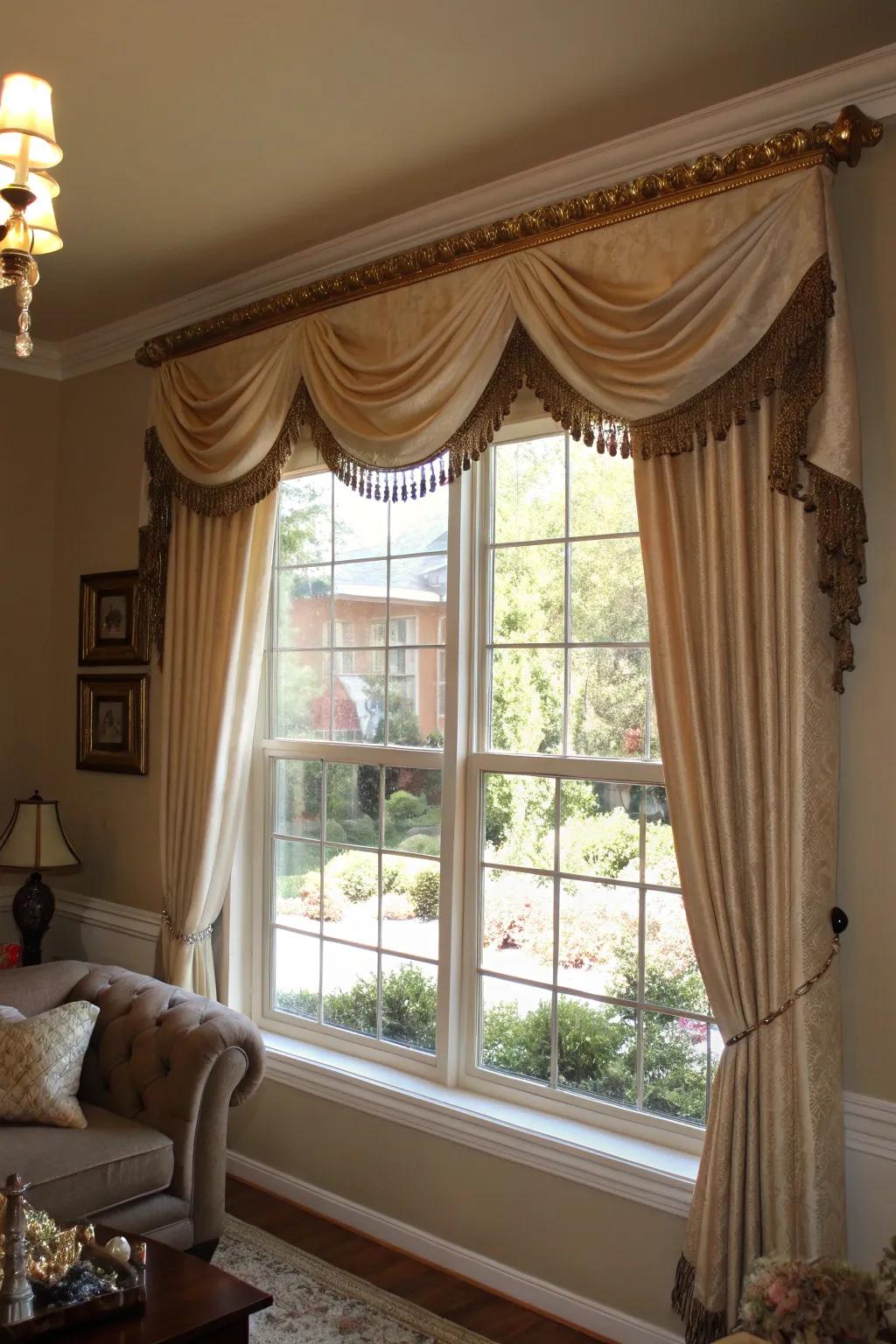 A traditional valance bestows a refined visual to this window.
