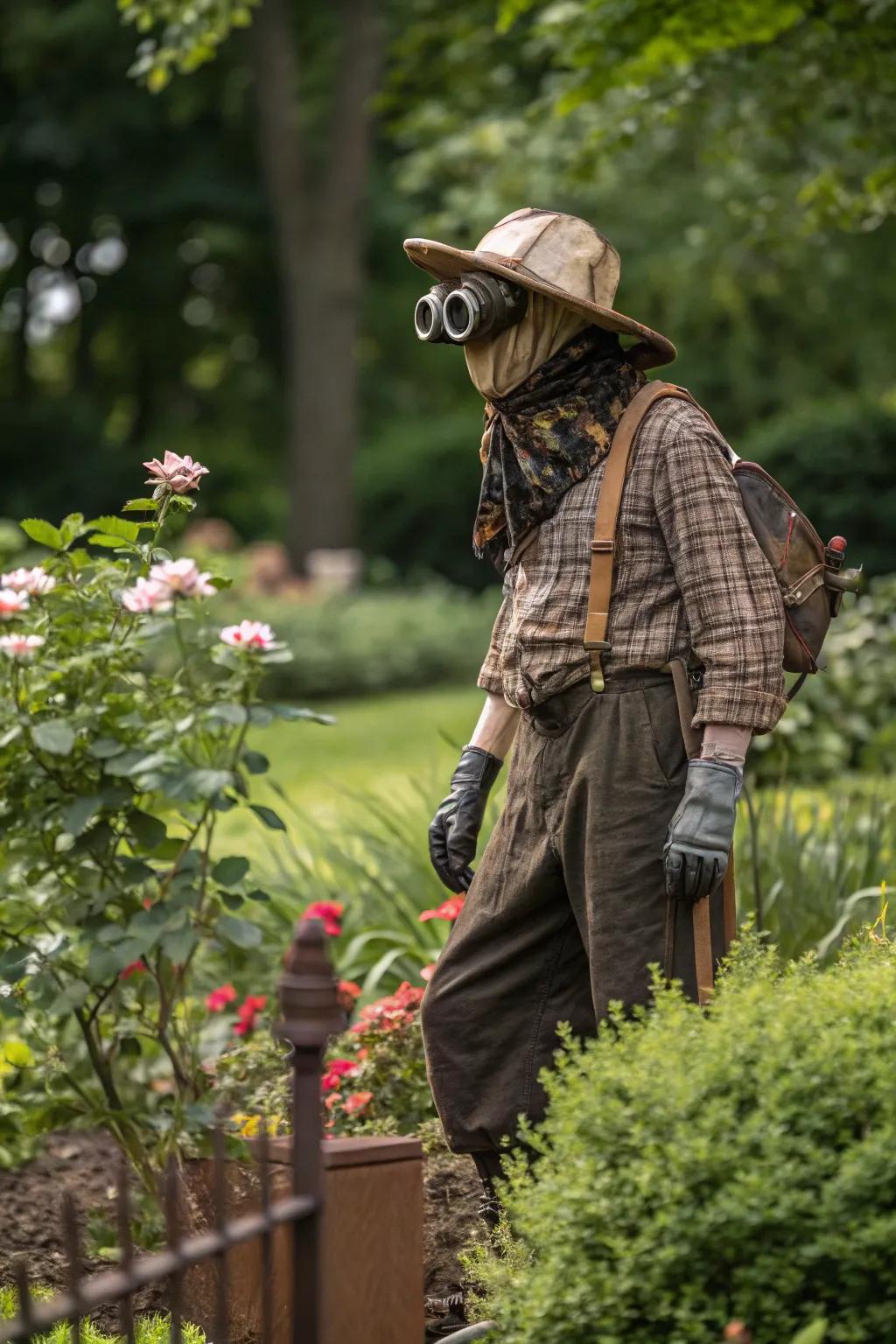 A temporal sojourner scarecrow traversing eras.