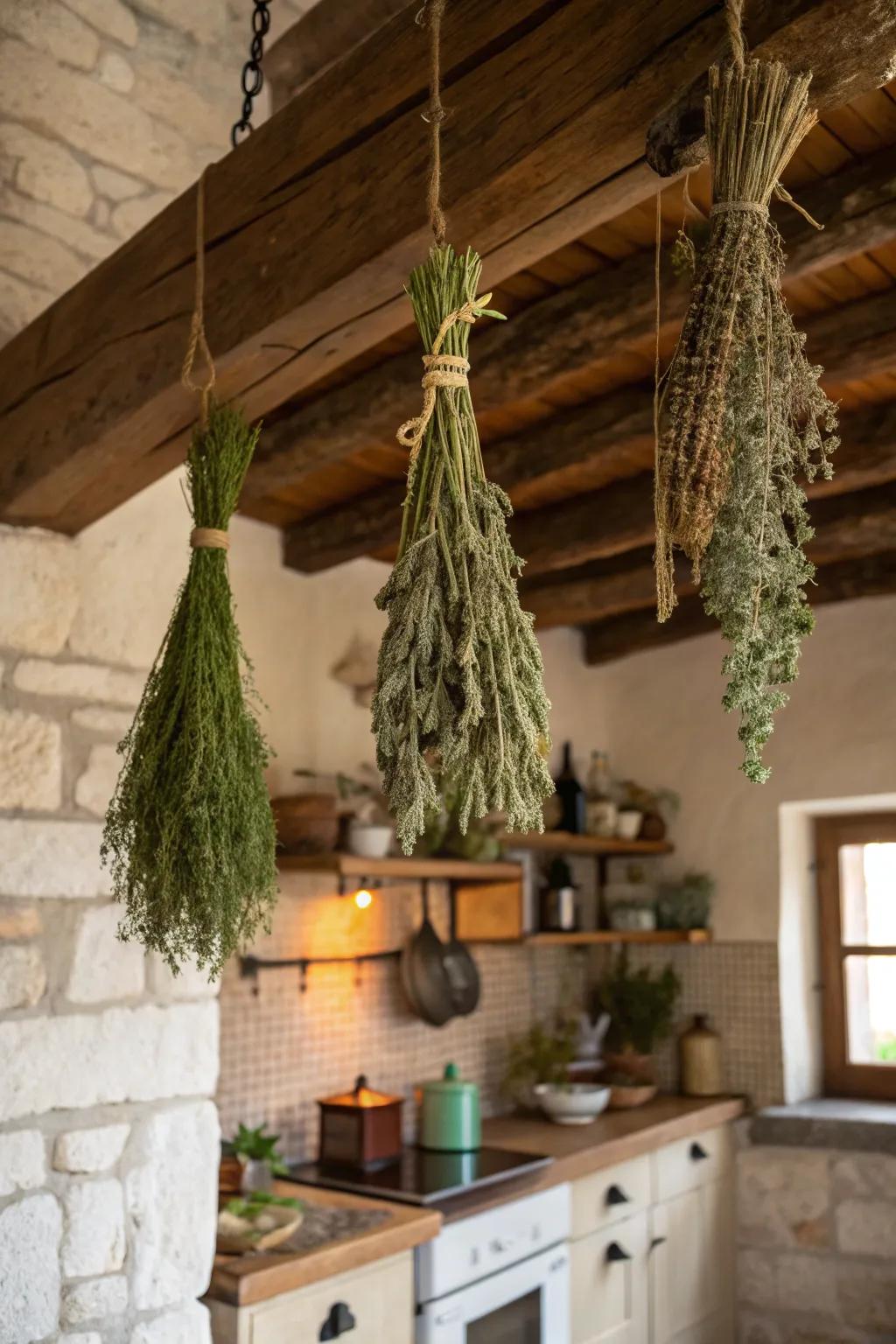 Desiccated botanical bundles for a rustic, witchy vibe.