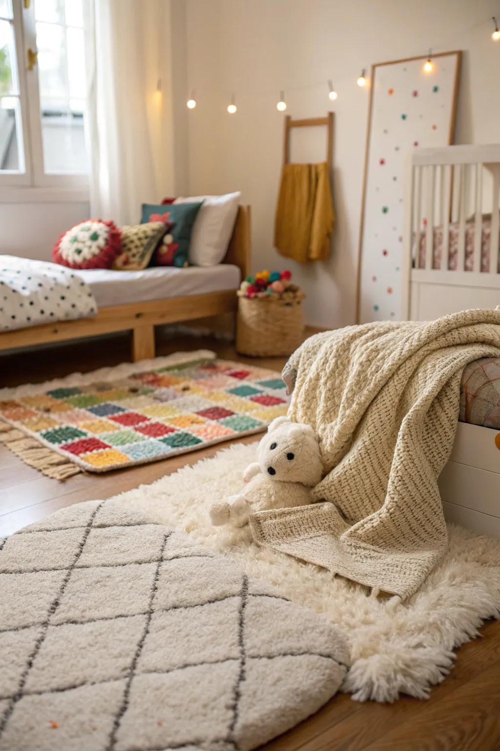 Mixing textures fosters a cozy and inviting space.