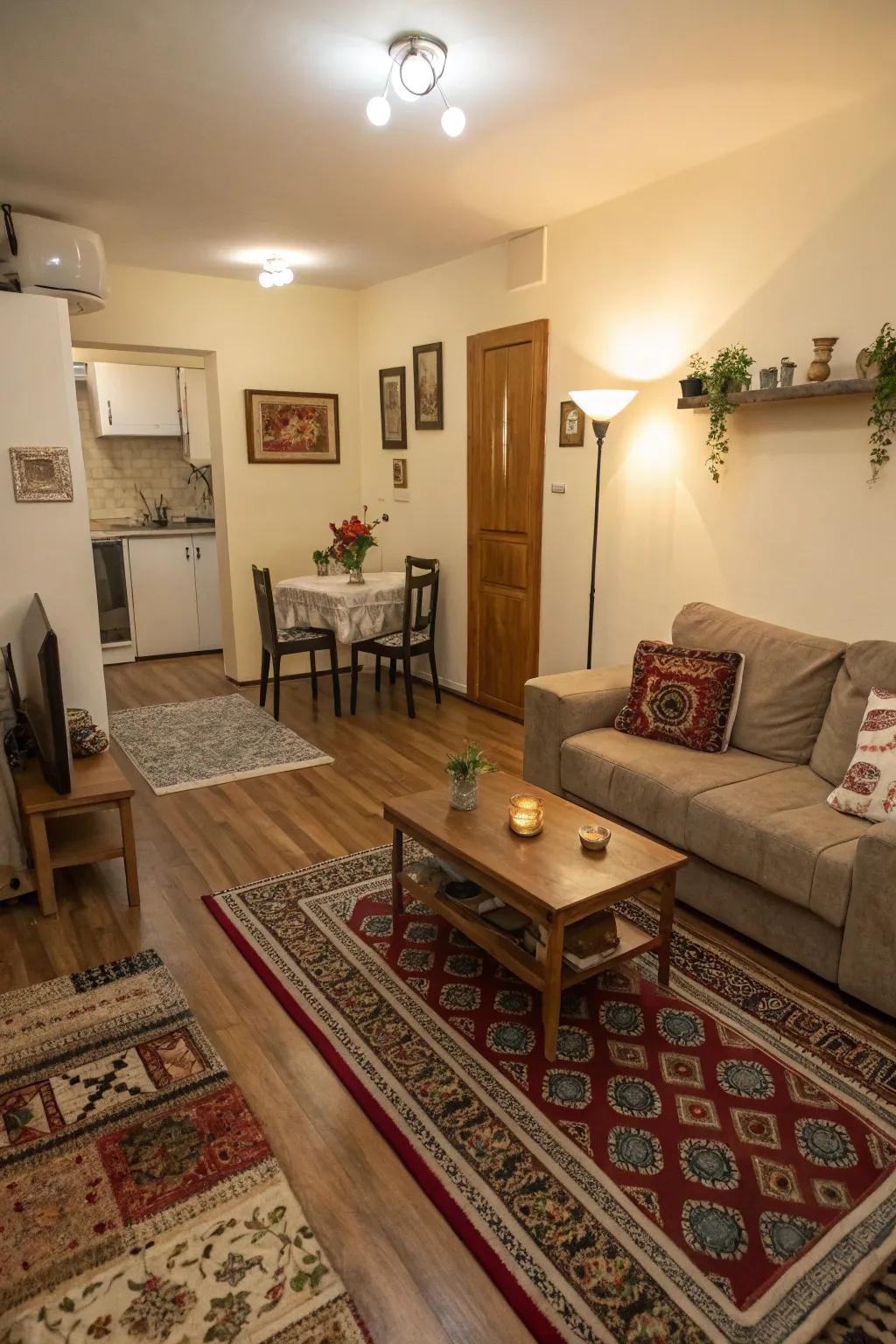 Rugs are an easy way to visually divide and organize your living spaces.