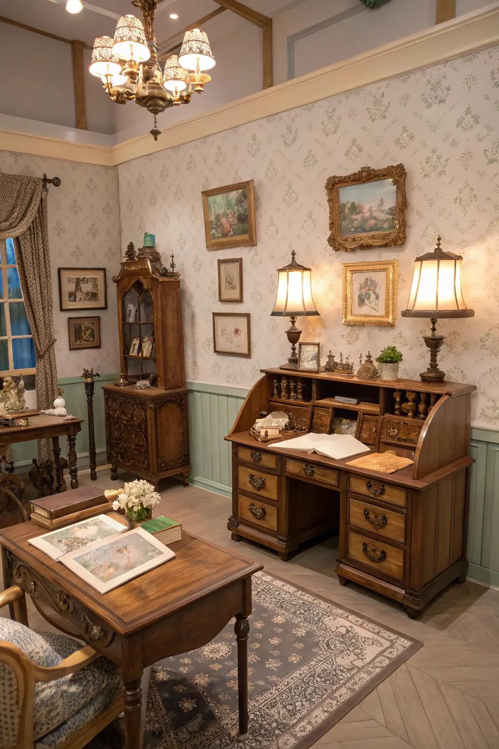Vintage grace contributes sophistication to your area.