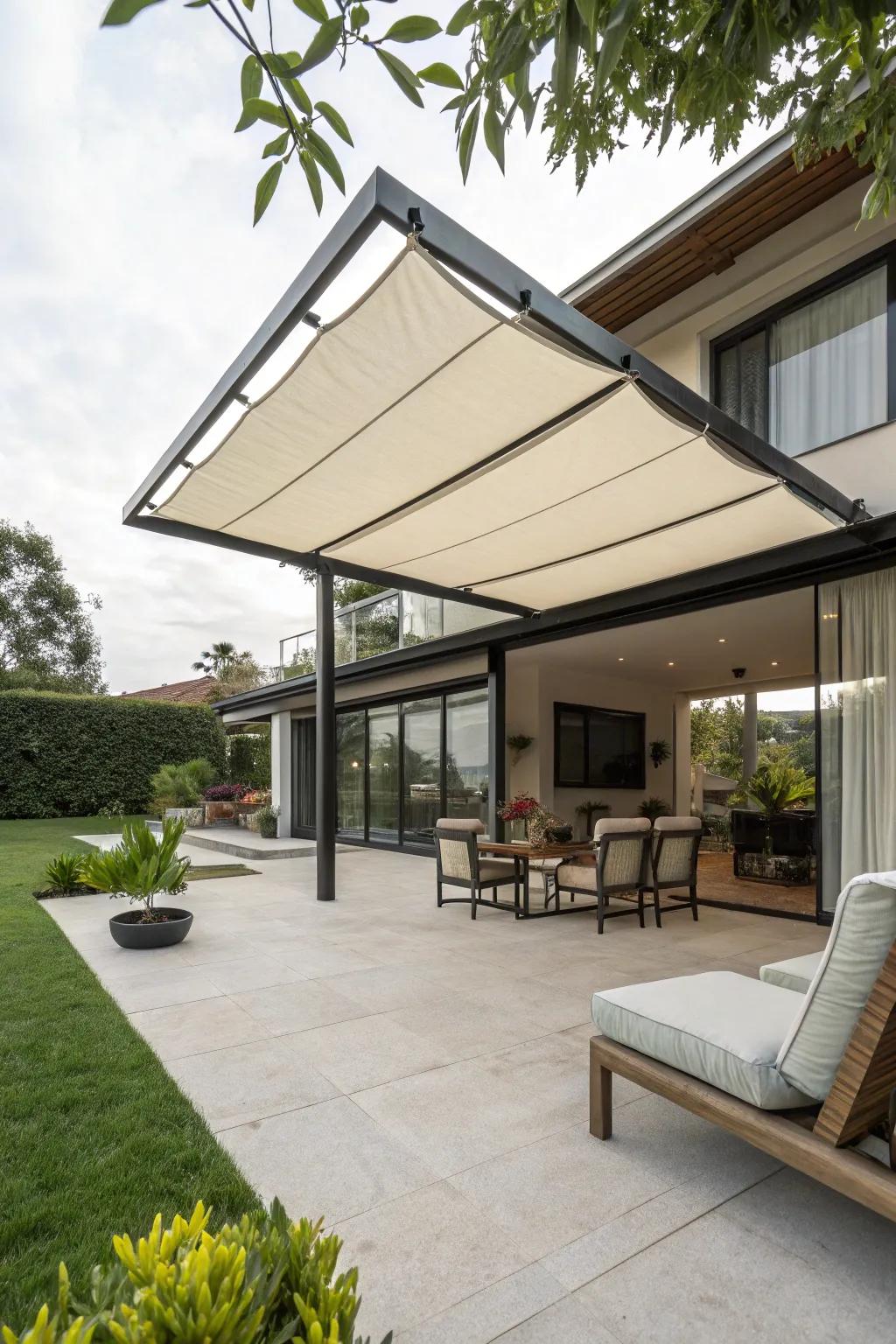 Optimize area through a cantilevered awning.