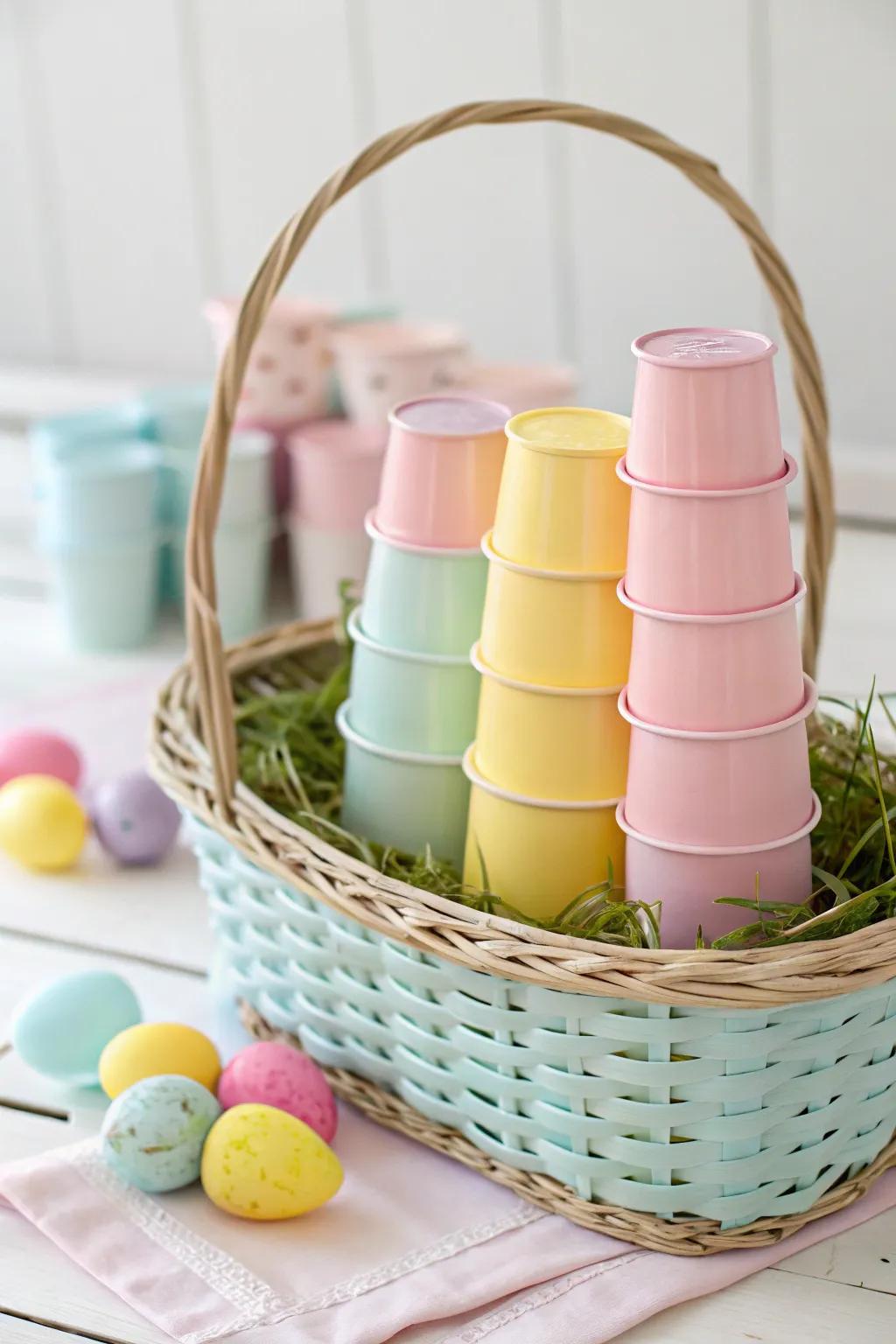 Assemblage cups kindling play and erudition this Easter.