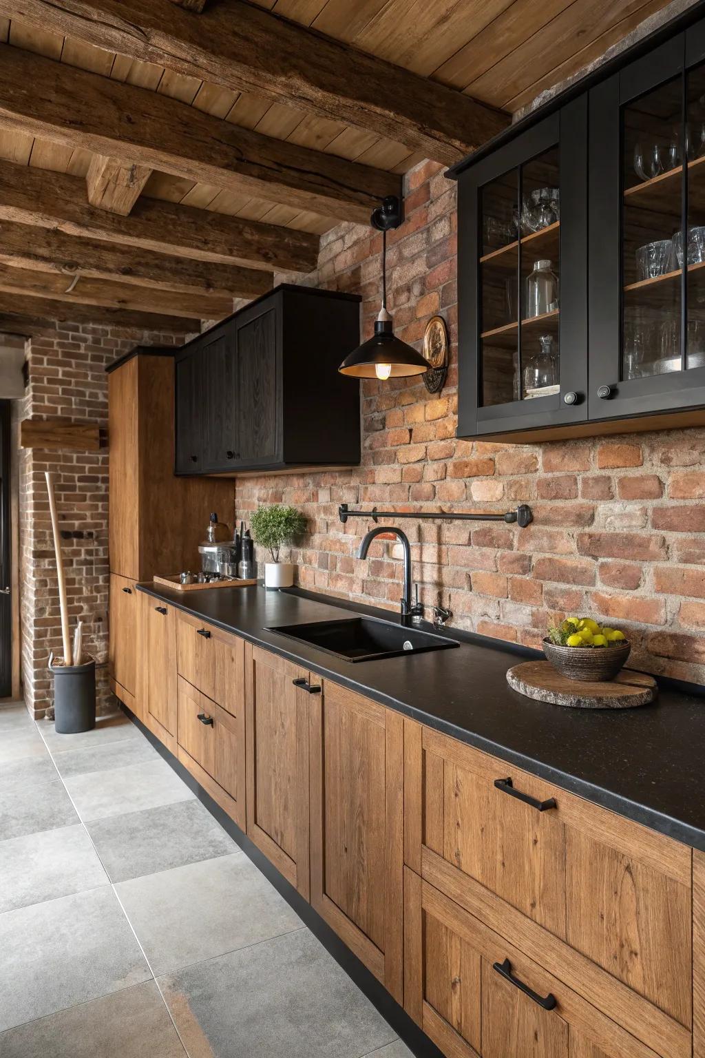 Hard block backsplashes add rustic texture and character.