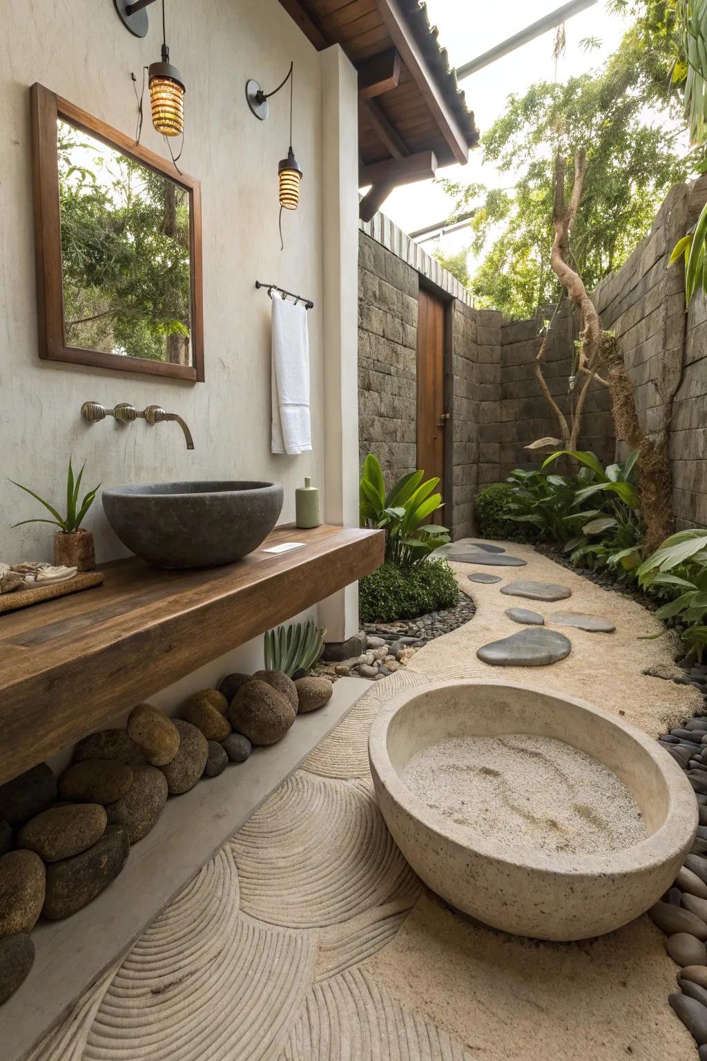 Zen elements foster calmness and focus.