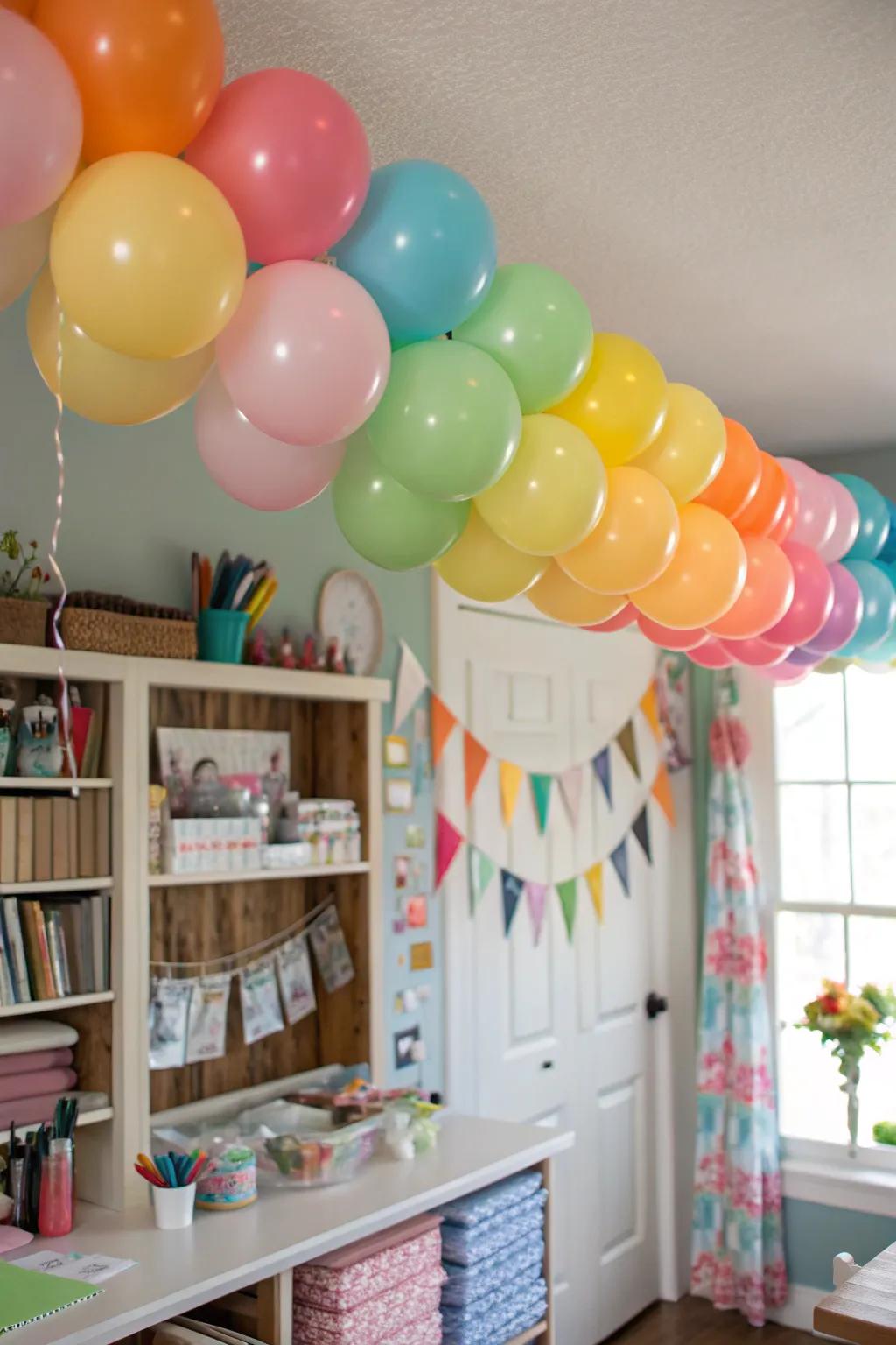 A vibrant bespoke balloon garland for personal, tailored décor.