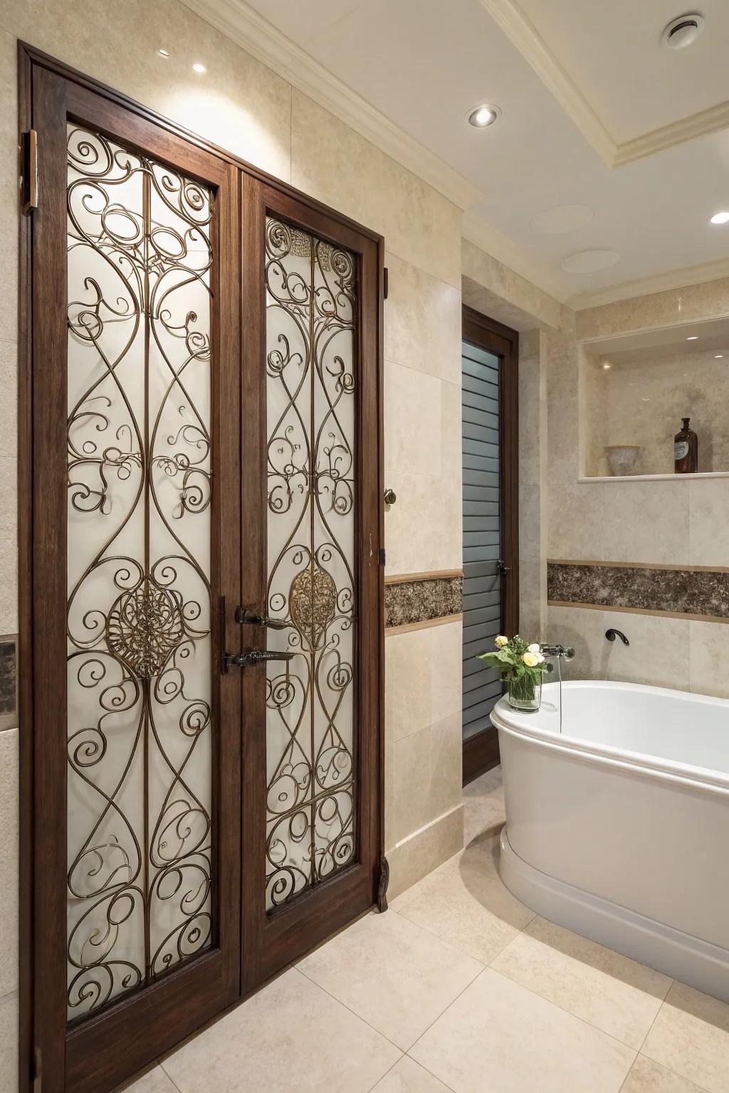 Metal grilles introduce a stylish, modern element to wardrobe doors.