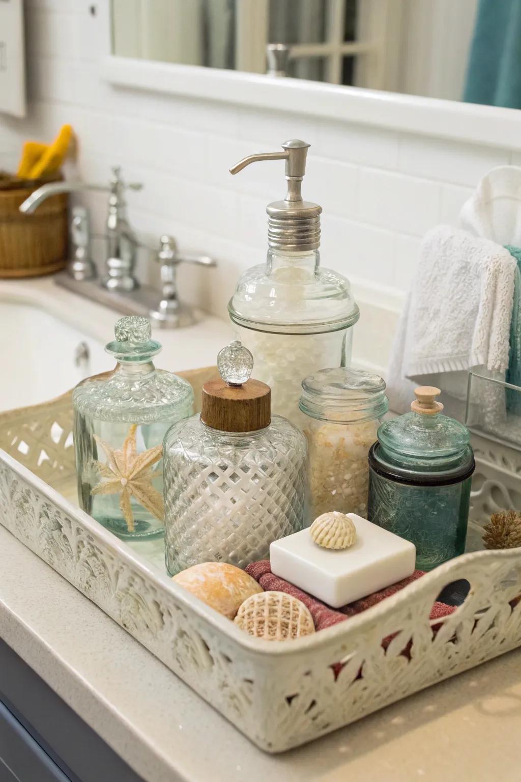 Old finds add character and charm to the stand design.