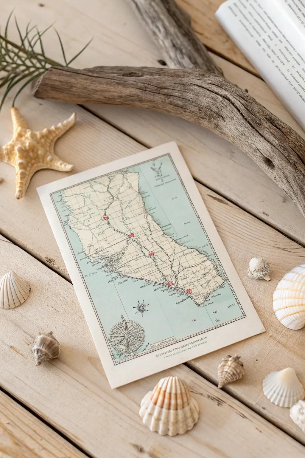 Immortalize your coastal recollections with a hint of minimalist sophistication. 🌊🗺️ #BeachJourney #MinimalistScrapbook