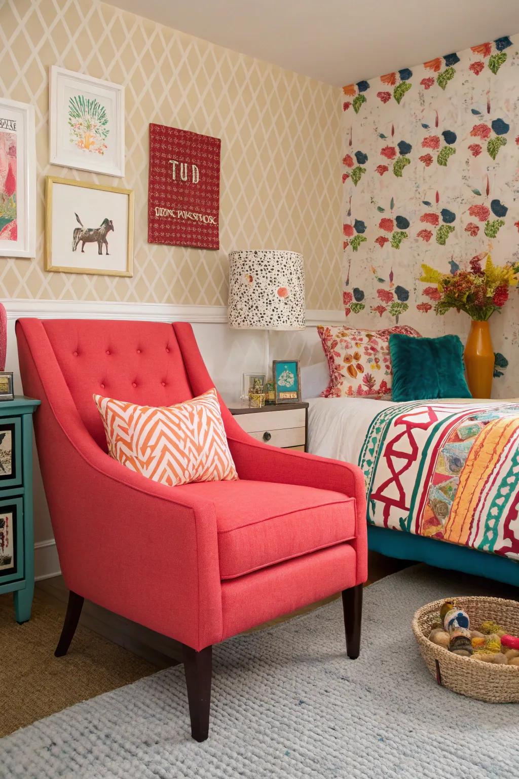 Accent chairs infuse bold colors and unique patterns into your living space, revitalizing the overall aesthetic.