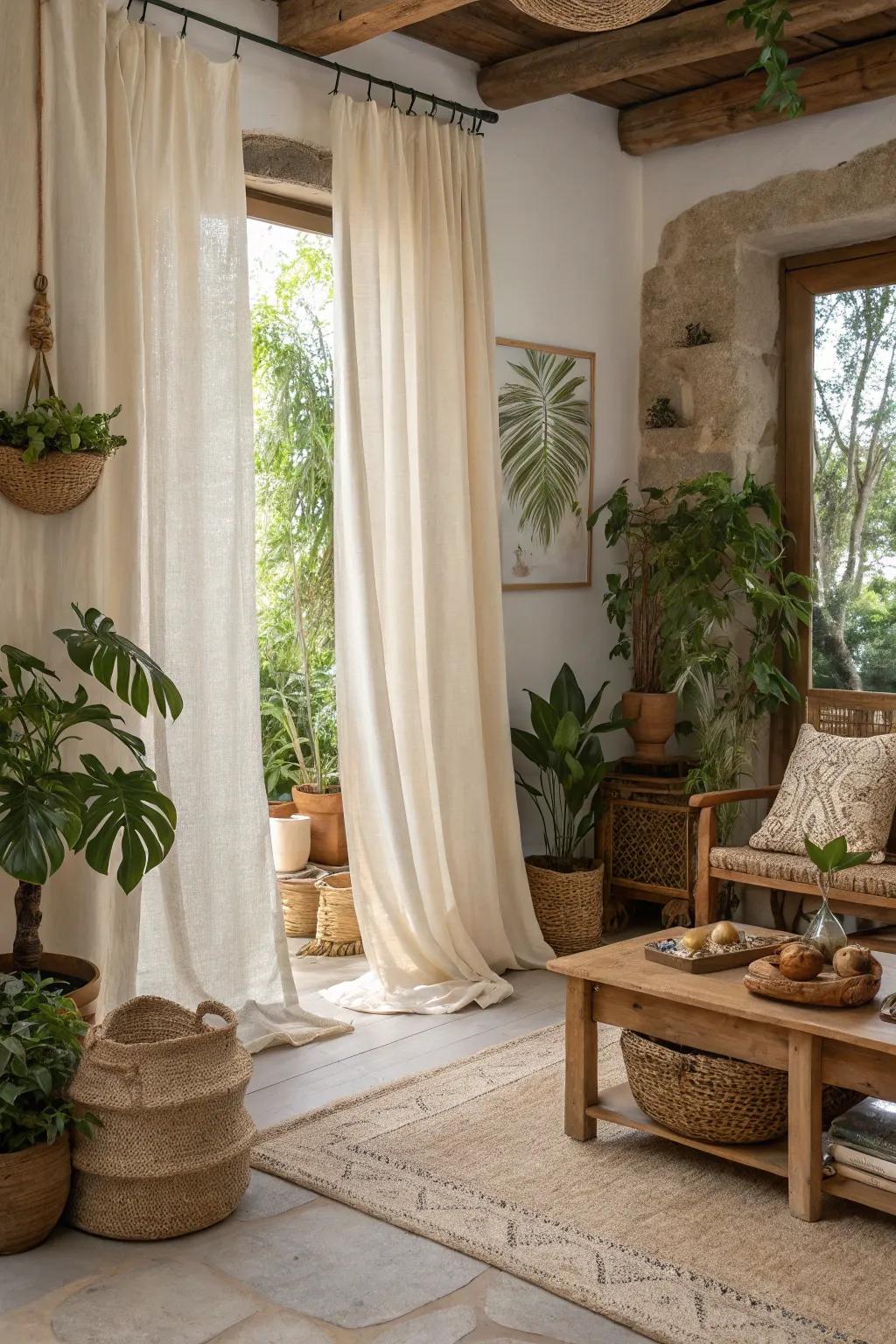 Eco-friendly curtains bring sustainability and style together.