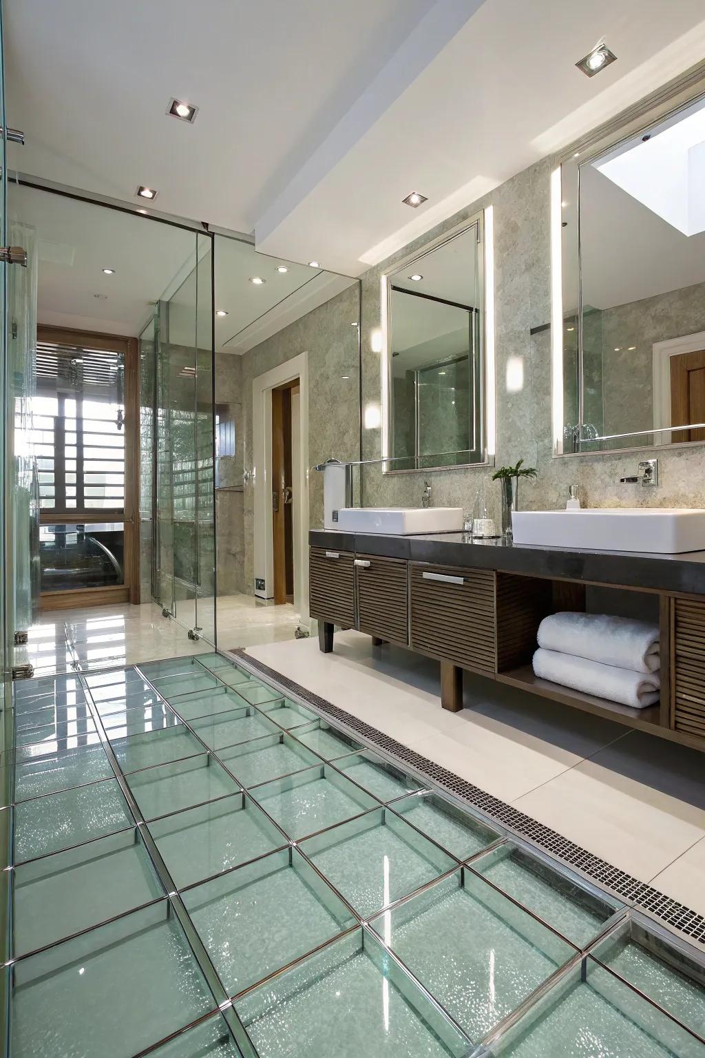 Glass tiles offer a sleek, modern ambiance.