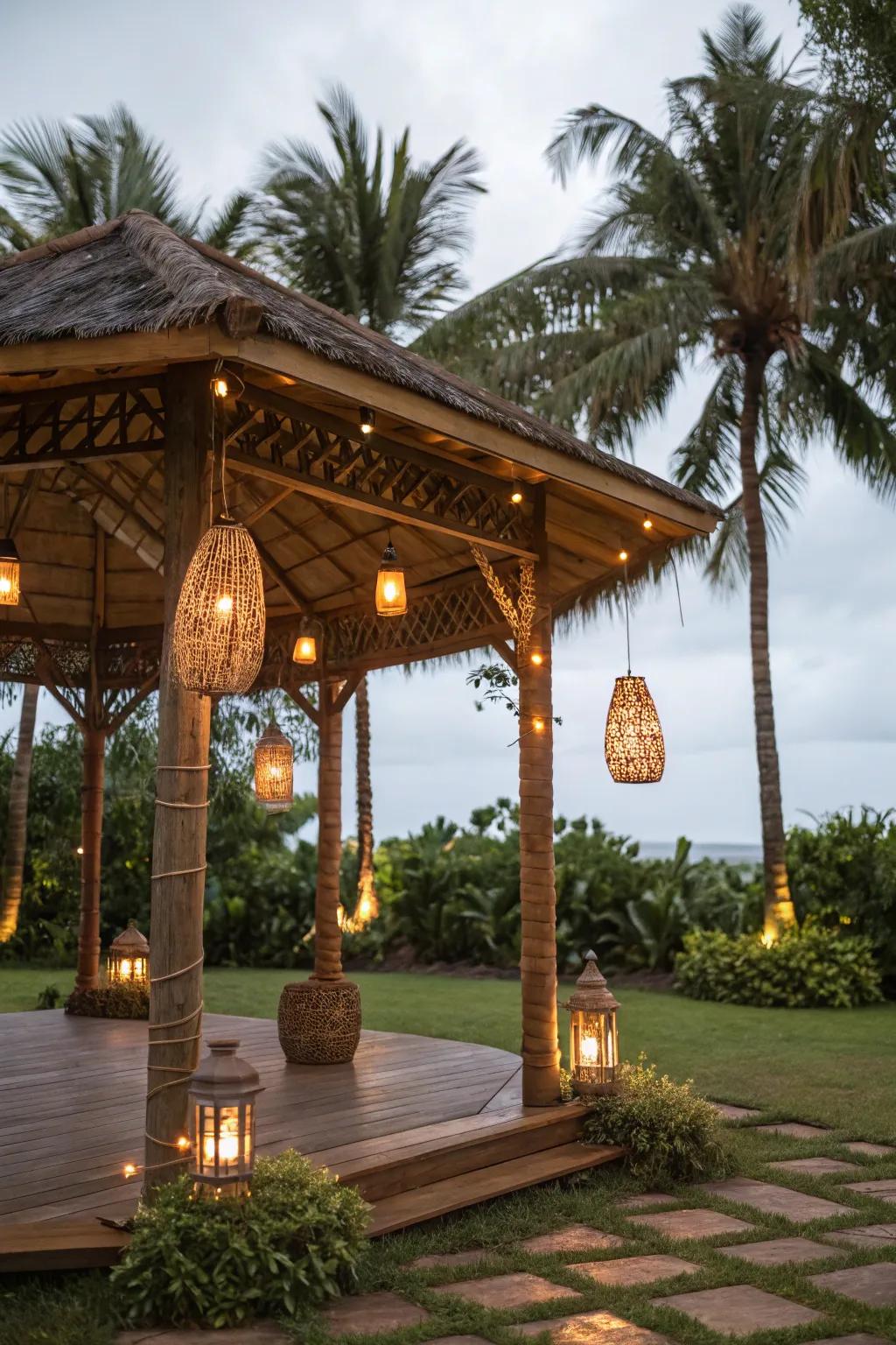 Bamboo lights contribute a natural and tropical touch to any setting.