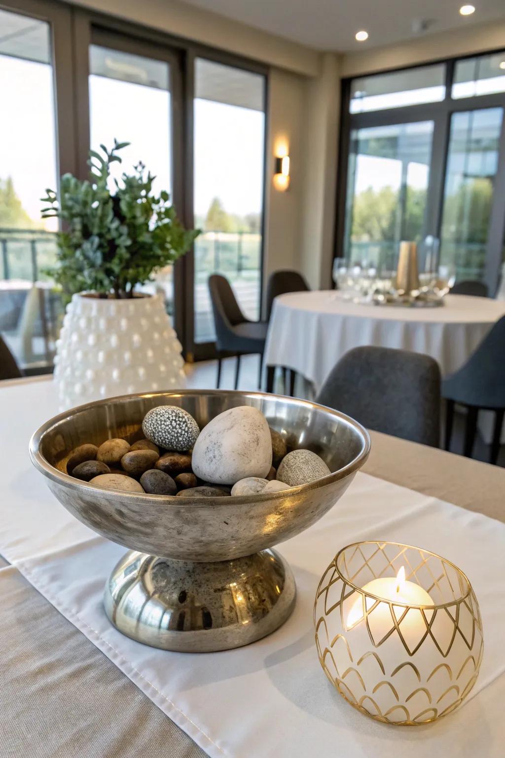 A chic combination of metal and stone for a sophisticated touch.