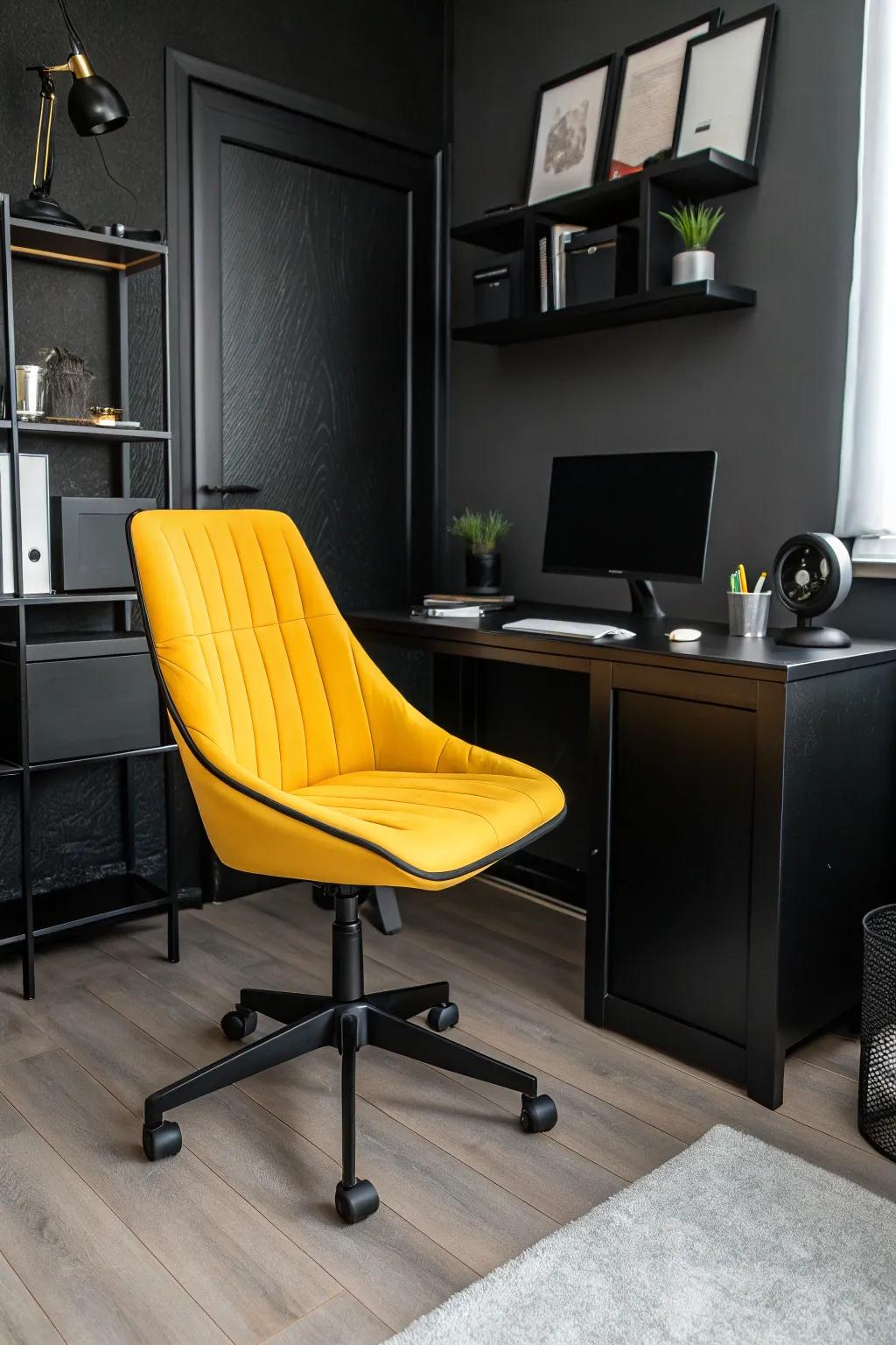 A burst of color energizing the monochromatic design.