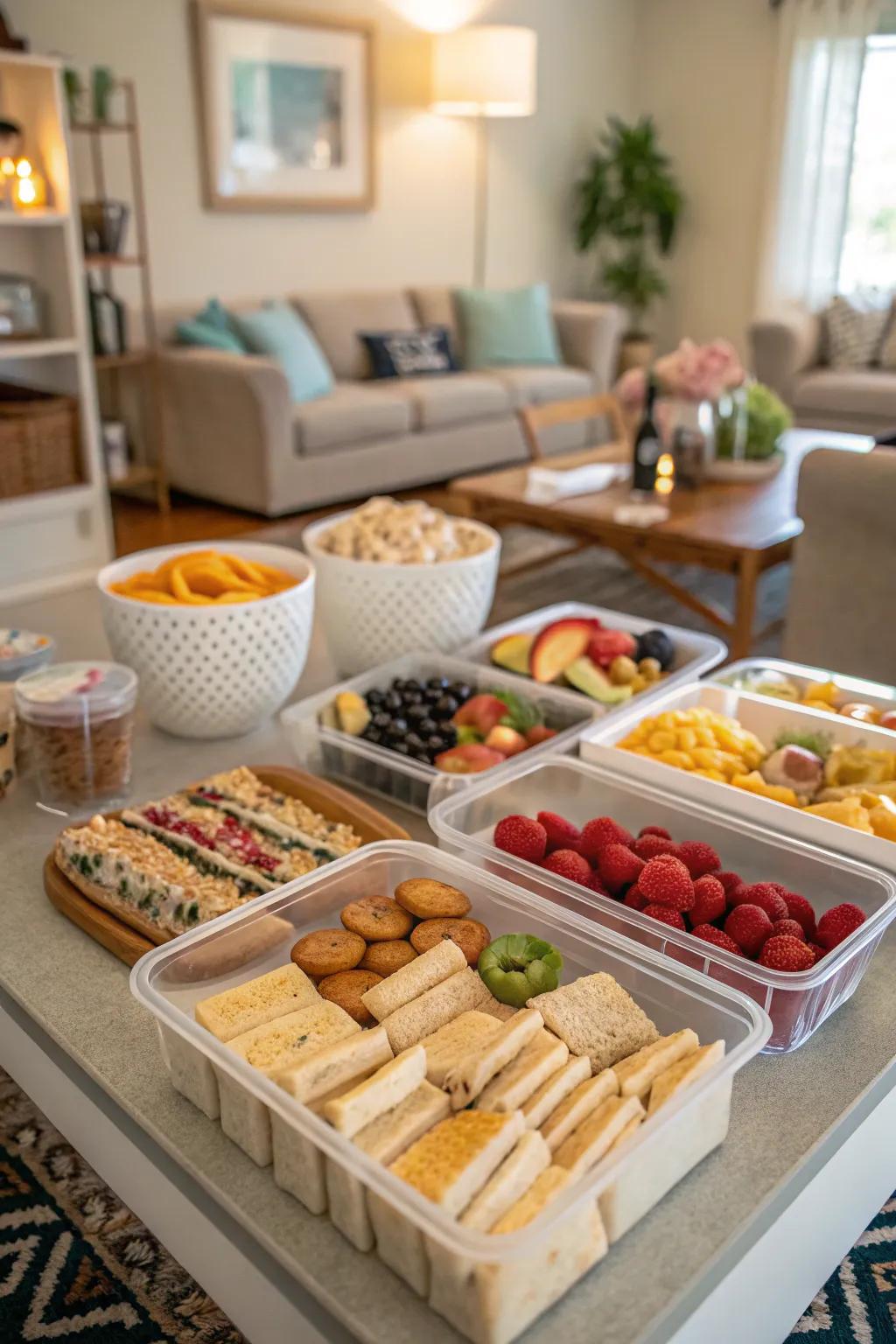 A quick-grab buffet offers convenience and ease for informal gatherings.
