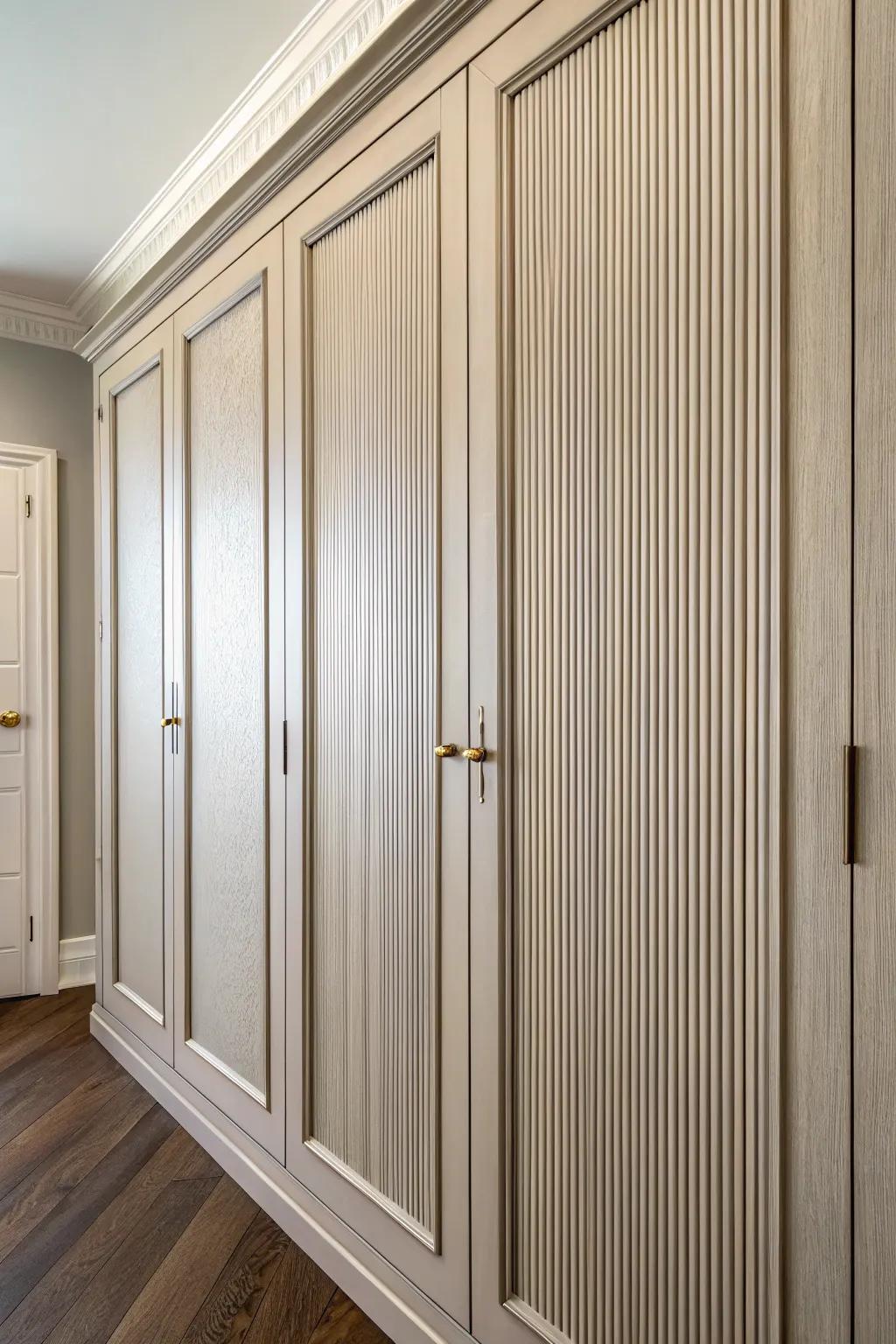 Fluted texture adds understated elegance to cabinet doors.