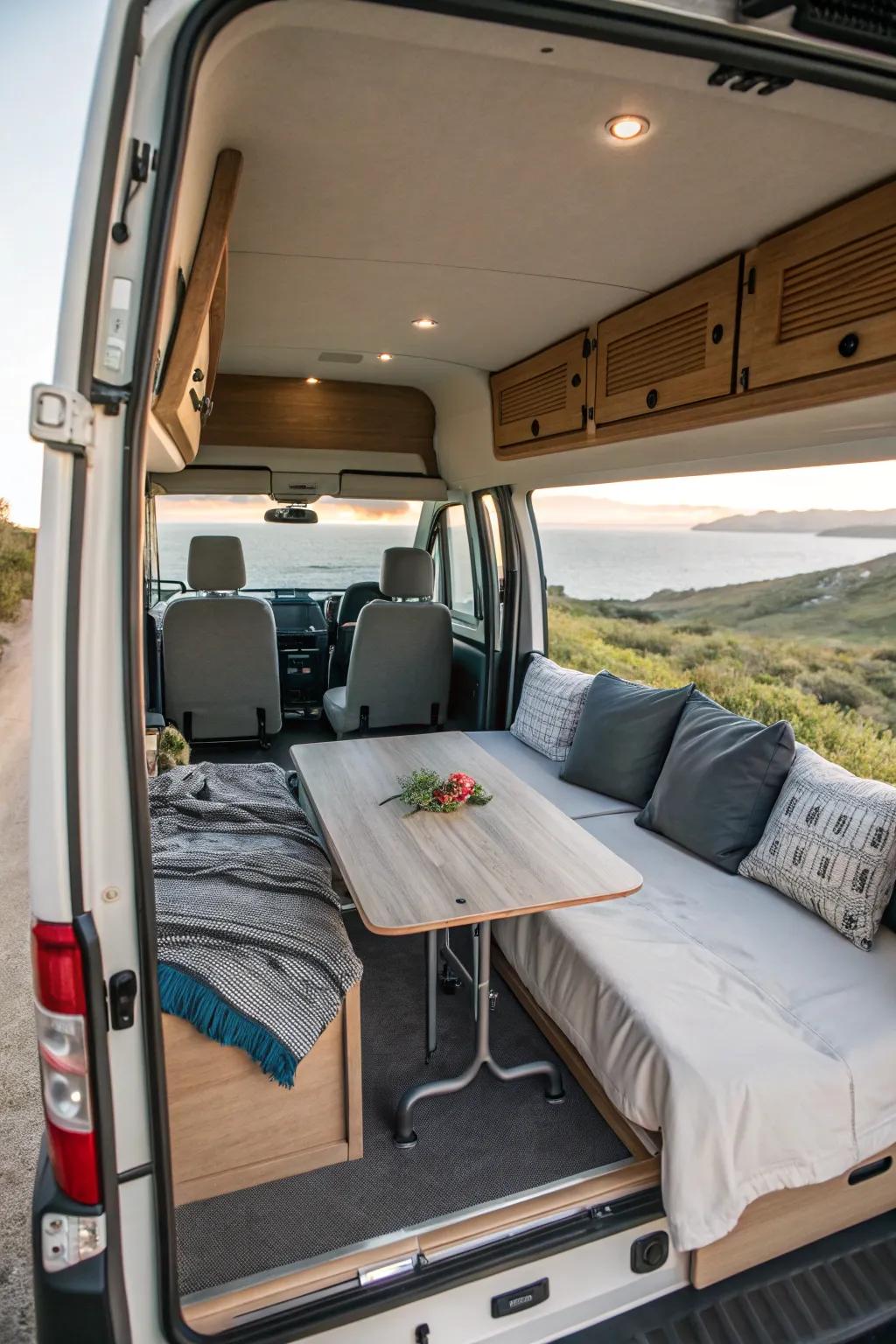 Table beds provide dual functions, effortlessly changing from a dining space to a comfy sleeping area.