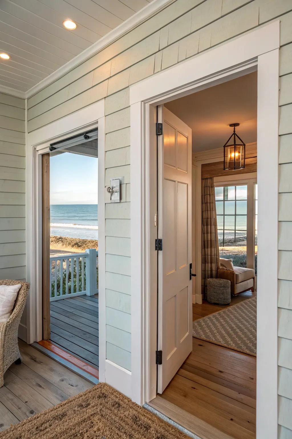 Overlapped board accents inject a shore vibe into interiors.