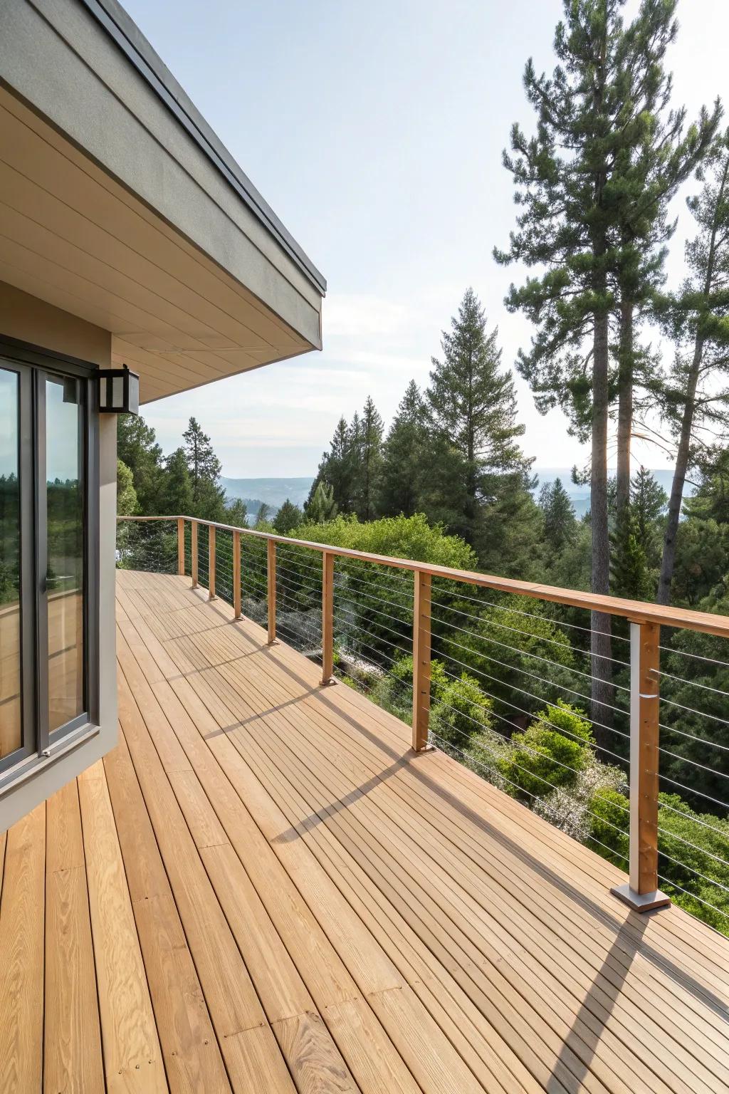Minimalist elegance with cable railings.