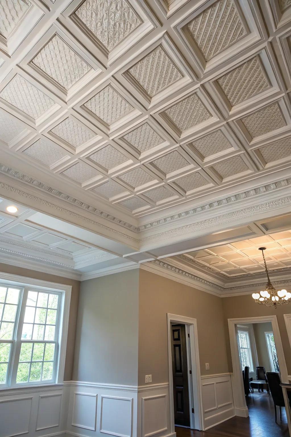 Box edging introduces understated dimension and sophistication to ceilings.