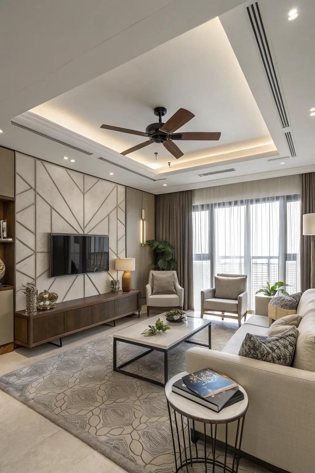 Modernize your space using a geometric air circulator.