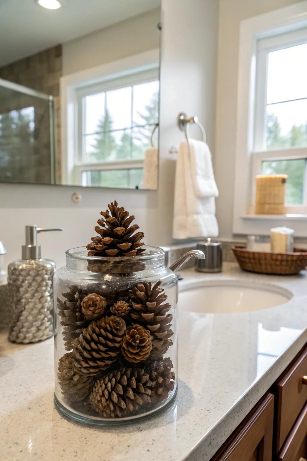Rustic pinecones bring a touch of nature into your Christmas decor.