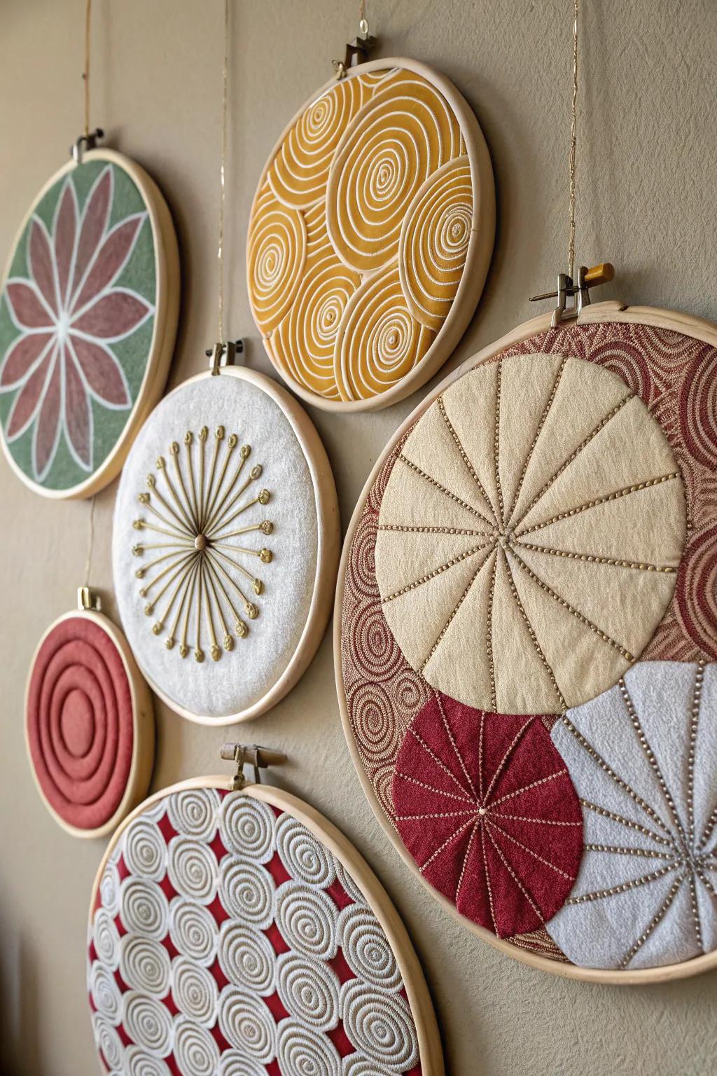 Add texture with fabric circle art.