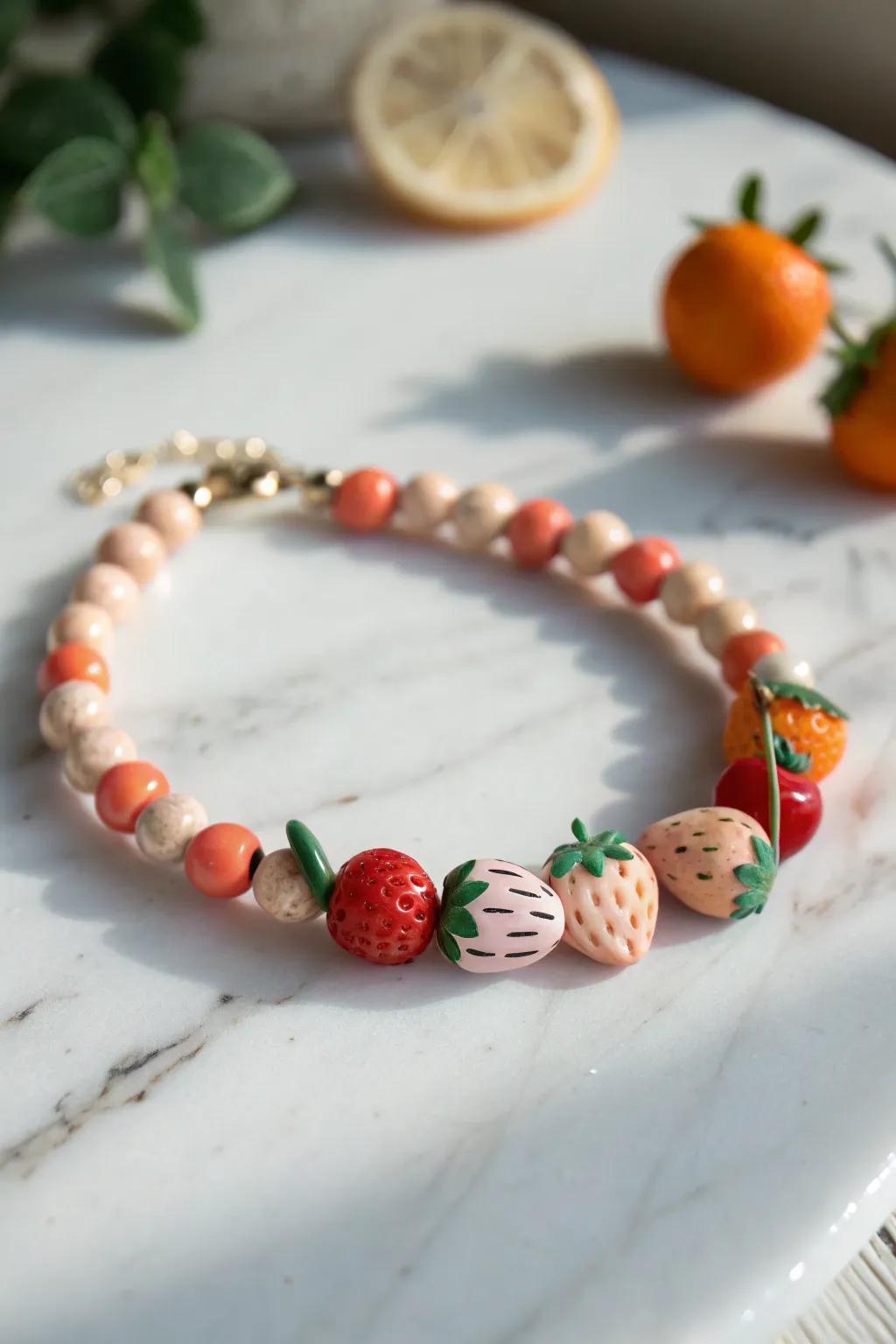 Add a splash of fruity fun to your summer style with these charming clay bead bracelets!