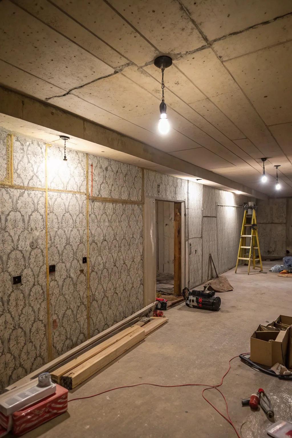 Add warmth with textured wallpaper.