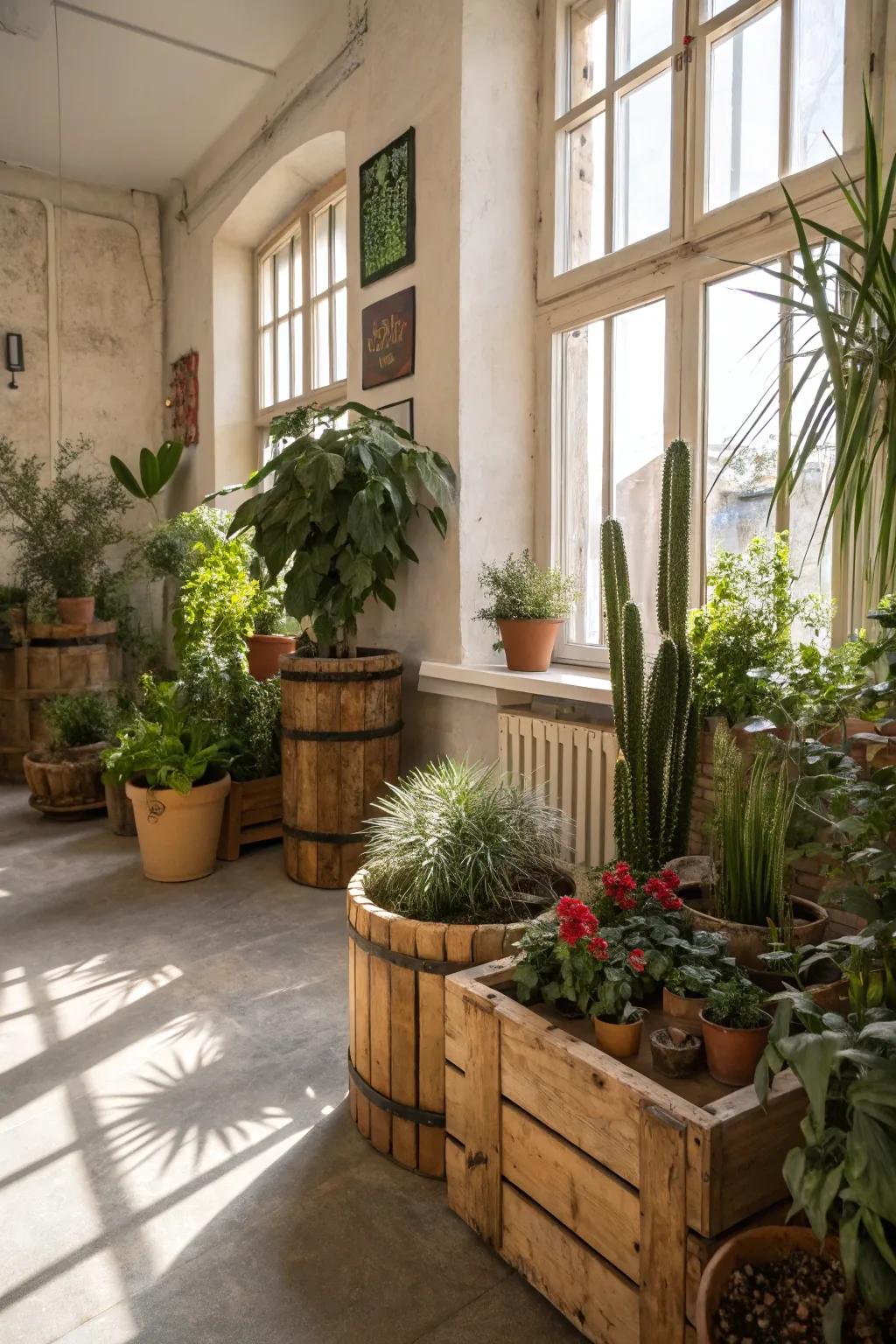 Outdoor features indoors establish a refreshing atmosphere.