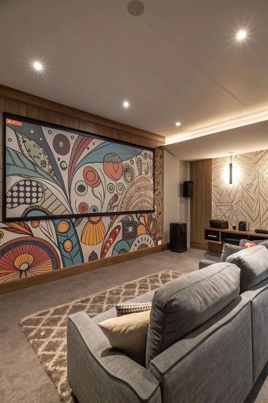 Unique wall decor adds character and depth to your cinematic haven.