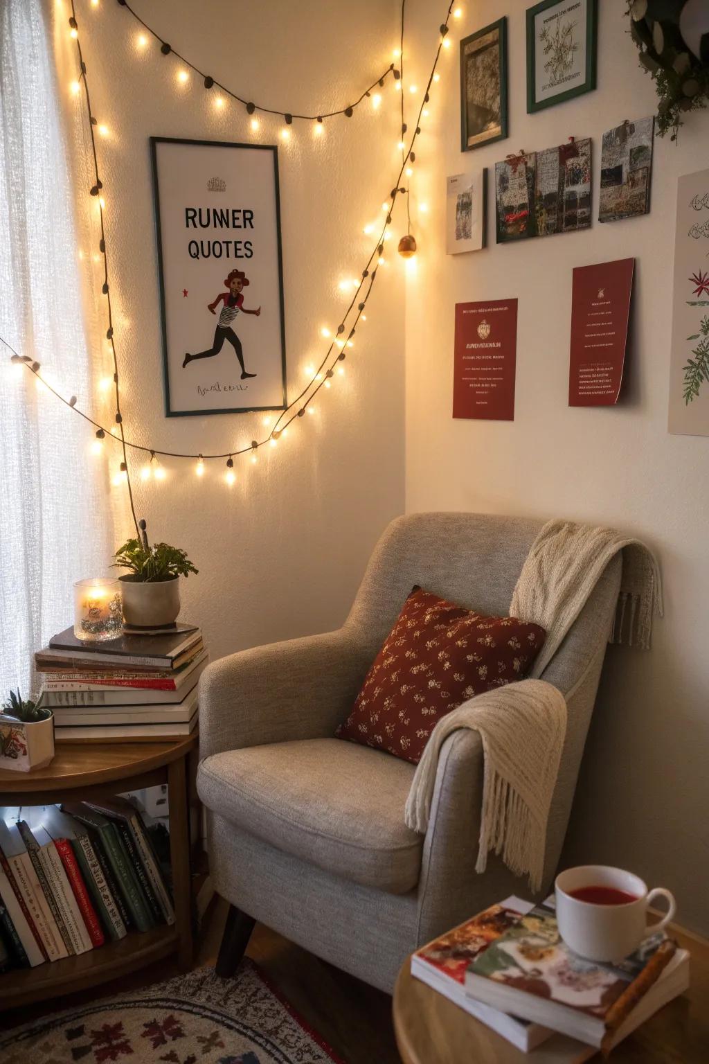 Inspiring sayings provide motivation and introspection within any nook.