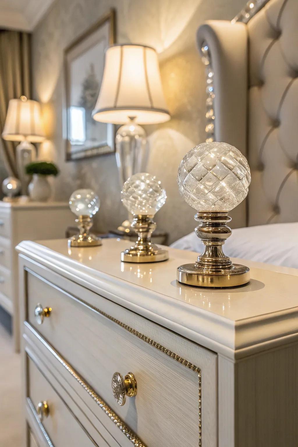 Adorning furniture with crystal knobs transforms ordinary pieces into luxury statements.