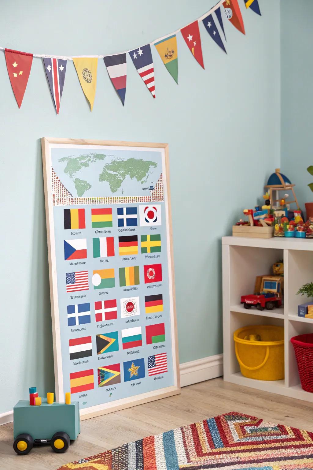 Flags add vibrant color and spark curiosity, enhancing any learning or living space.