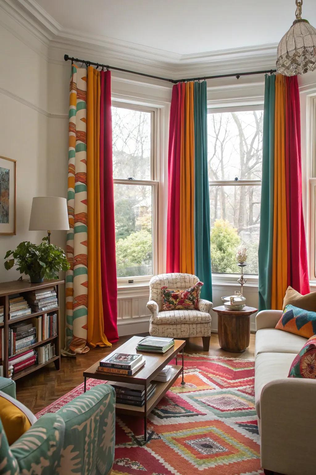 Bold drapes add vibrancy and a dynamic element to your design.